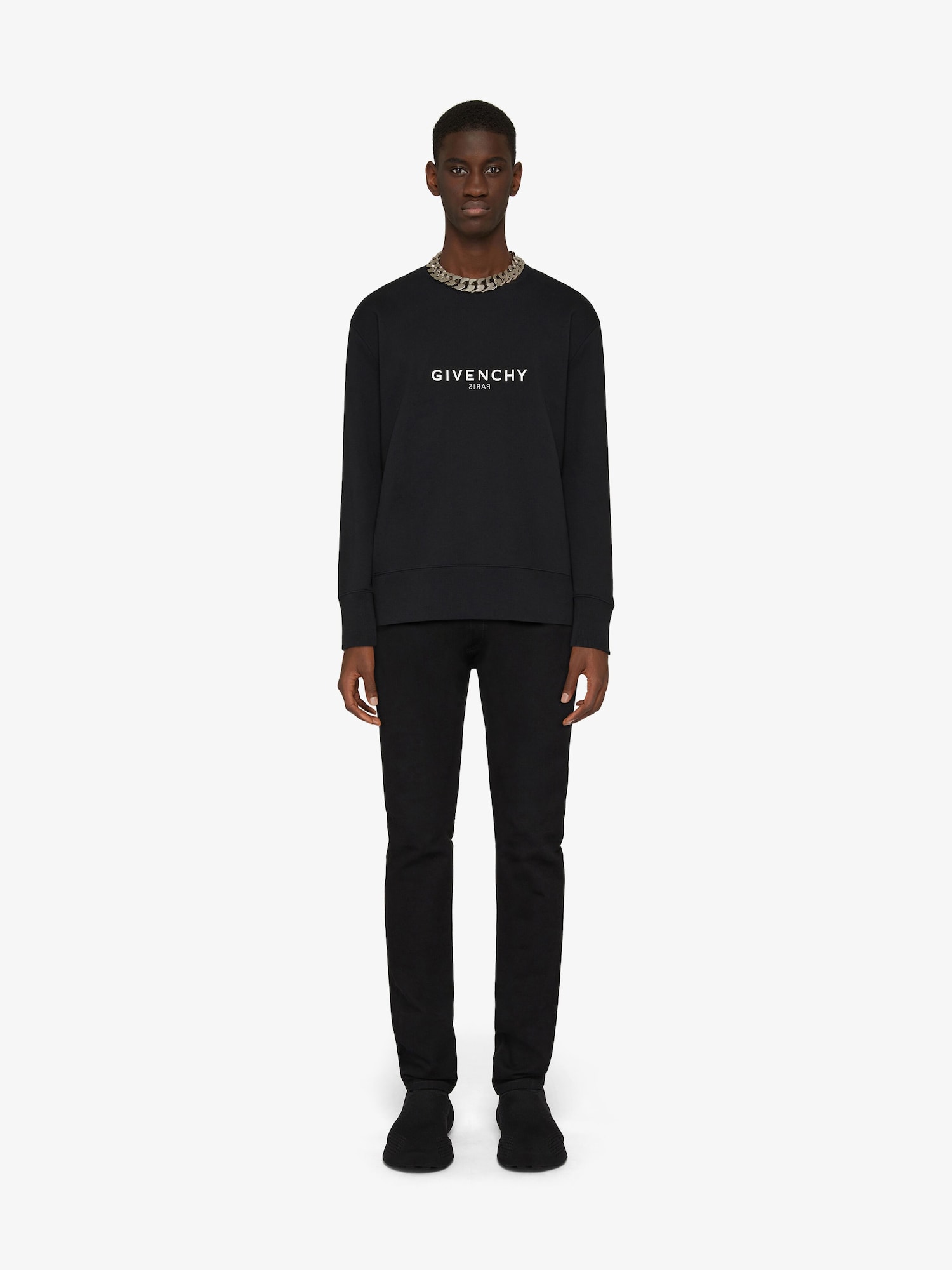 GIVENCHY Reverse slim fit sweatshirt in fleece - black | Givenchy