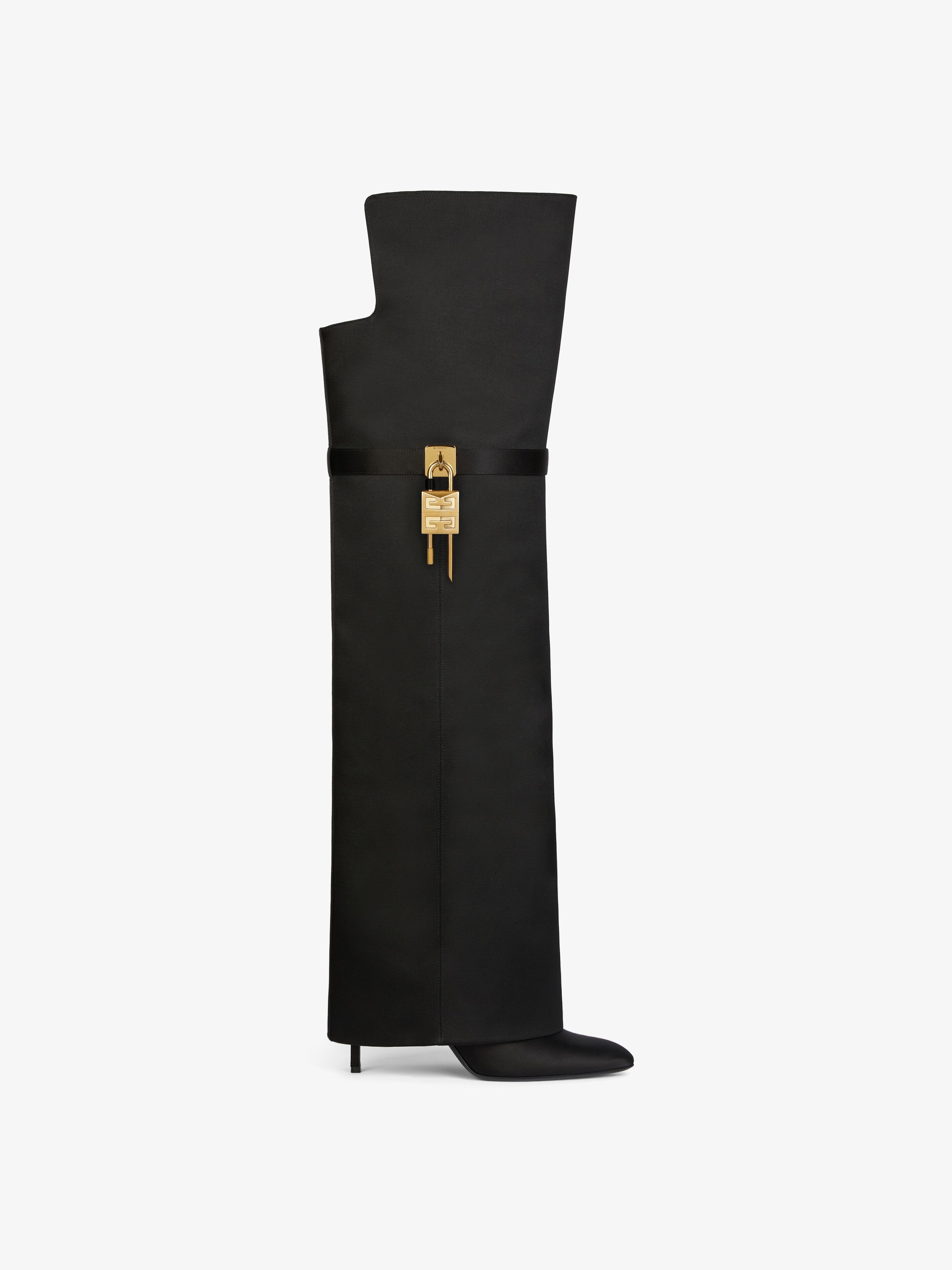 Shop Givenchy Shark Lock Stiletto Over-the-knee Boots In Satin