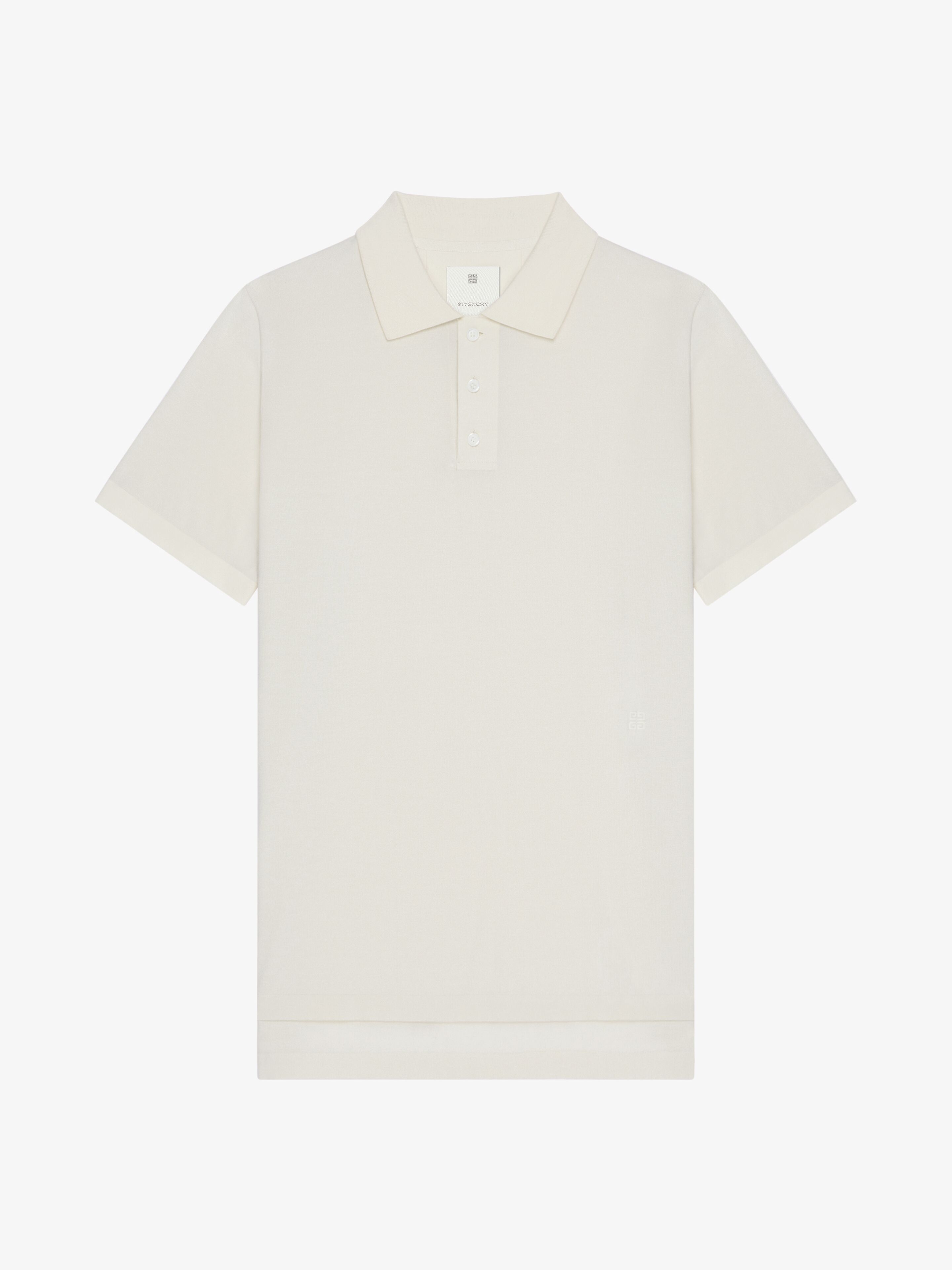 Givenchy - For Men - Polo In Cotton And Silk With 4G Detail - White - For Men - Size: XXL