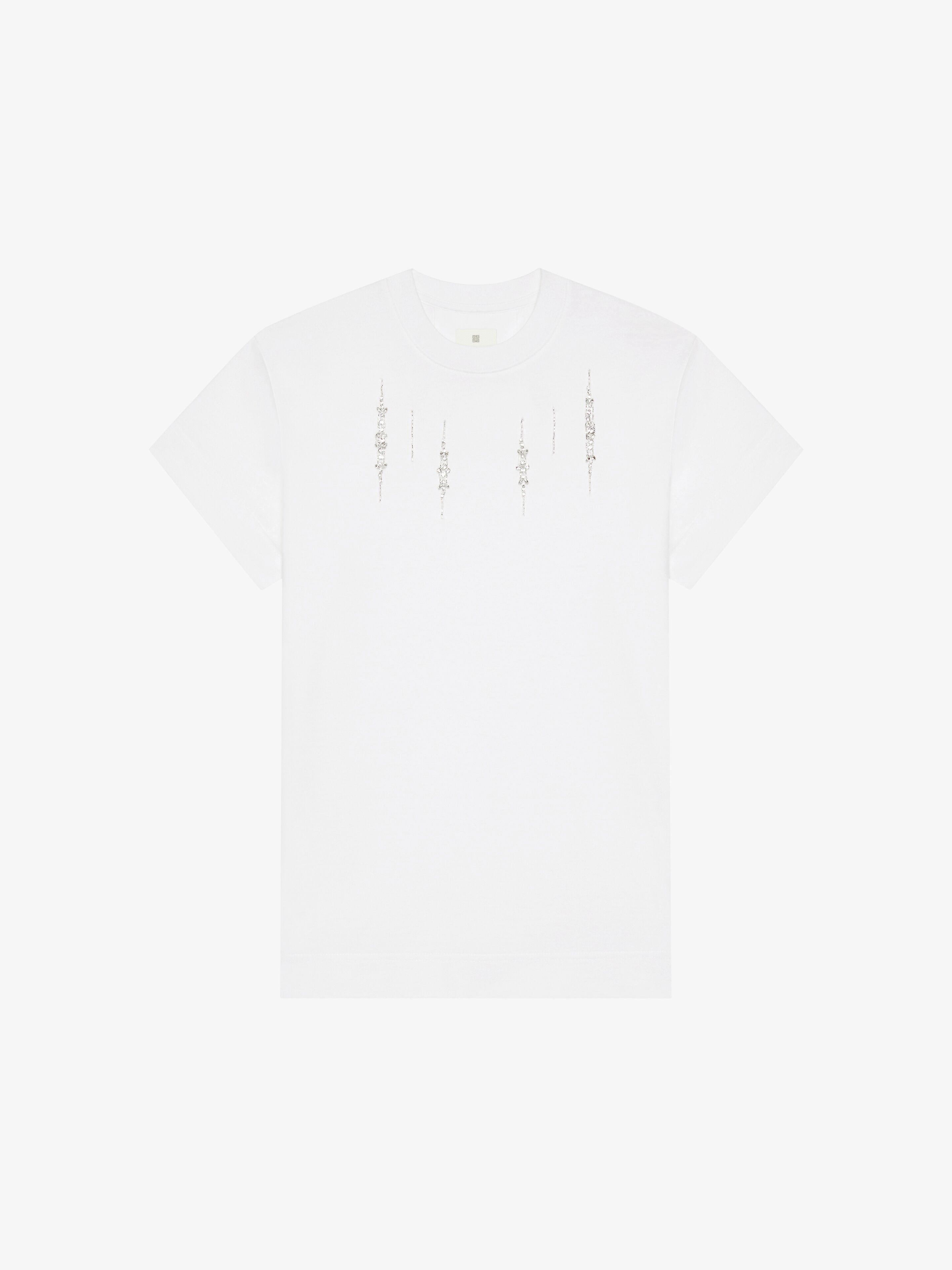 Givenchy - T-shirt Slim En Coton Avec Cristaux - Blanc - pour Femme - Taille : M