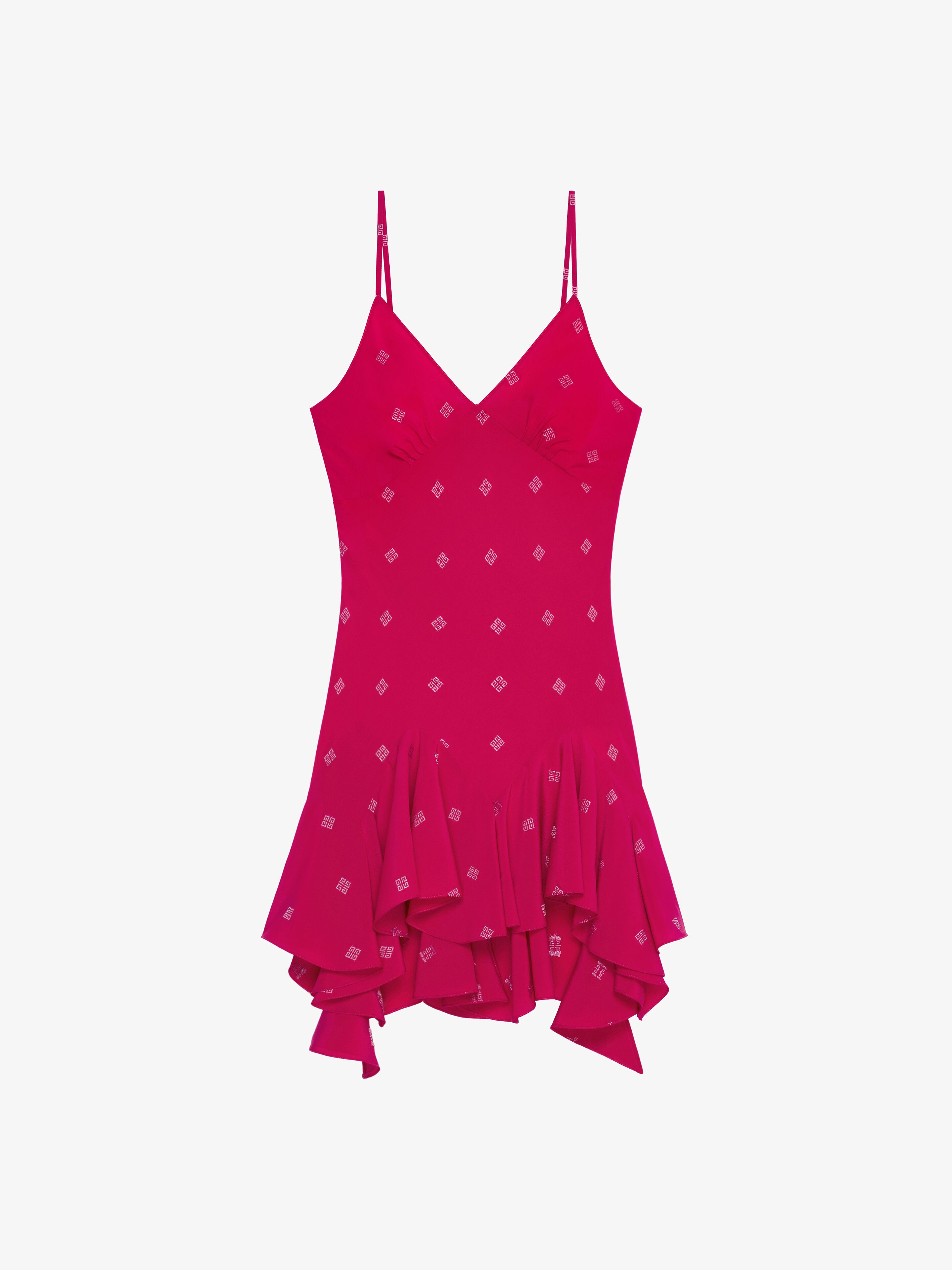 Givenchy Ruffle Silk Mini Dress In Fuchsia