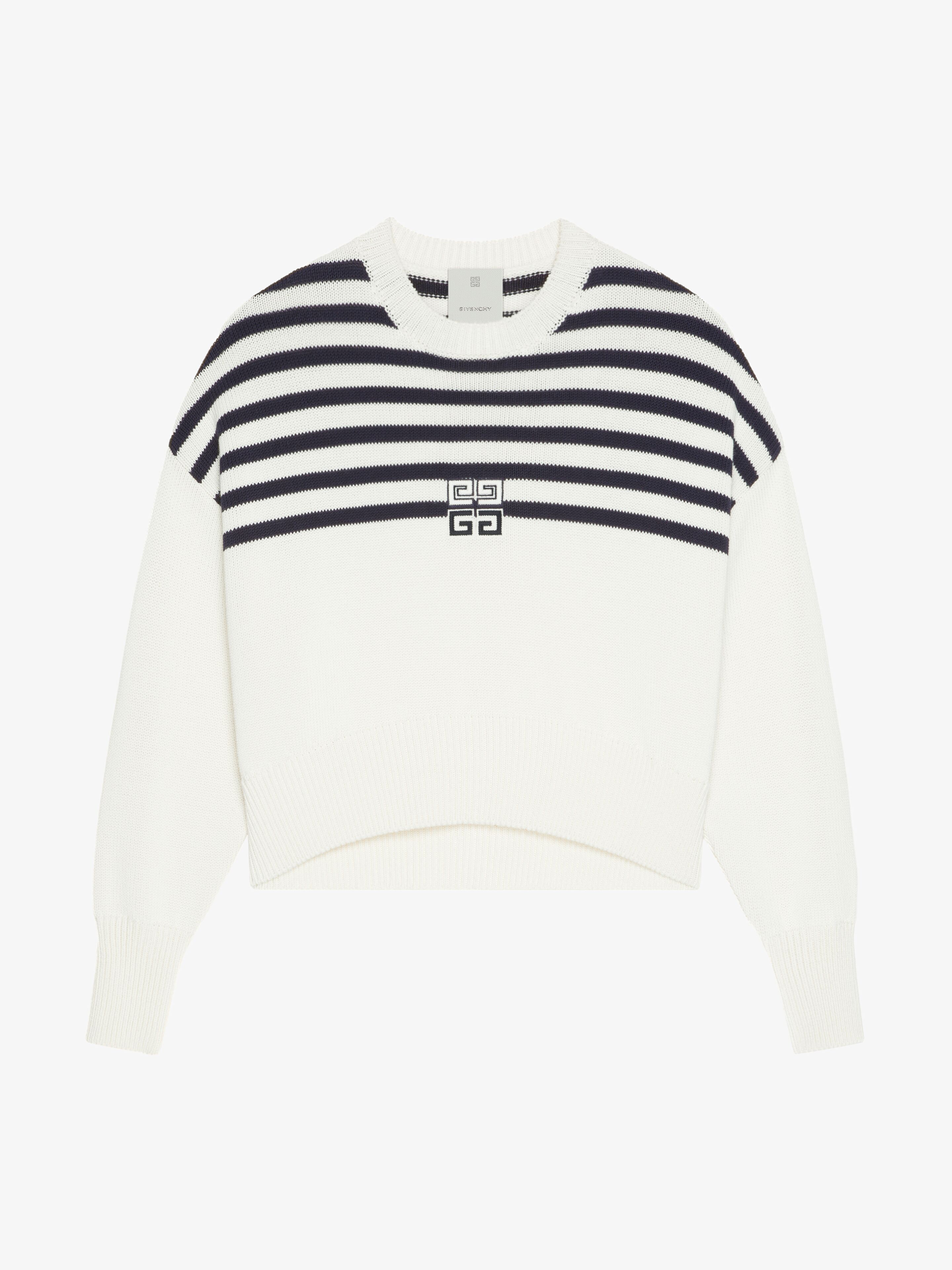 Shop Givenchy 4g Striped Sweater In Wool And Cotton In White