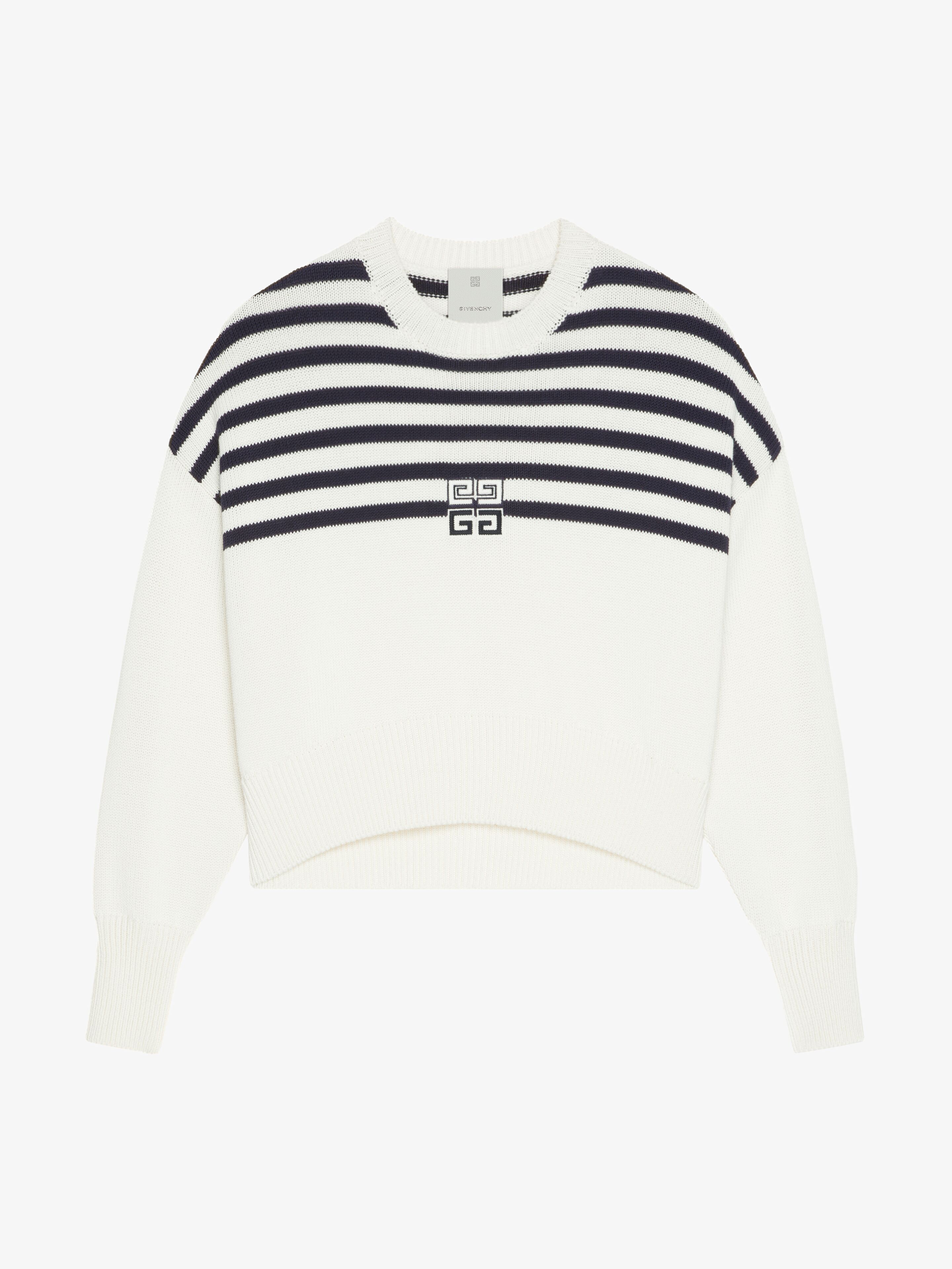 Givenchy - Pull Rayé 4G En Laine Et Coton - Blanc - pour Femme - Taille : S