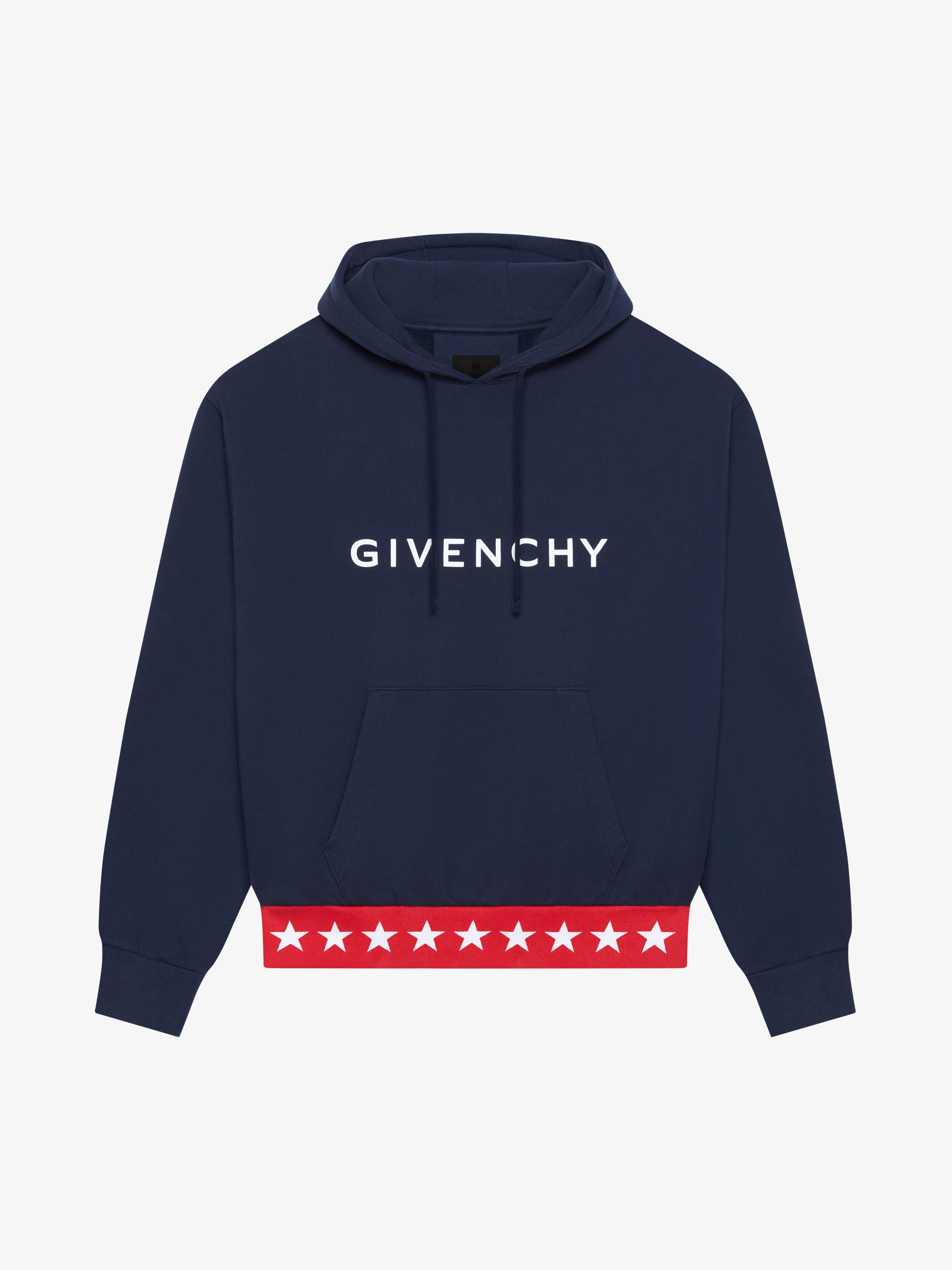 Shop Givenchy Boxy Fit Hoodie In Fleece In Deep Blue