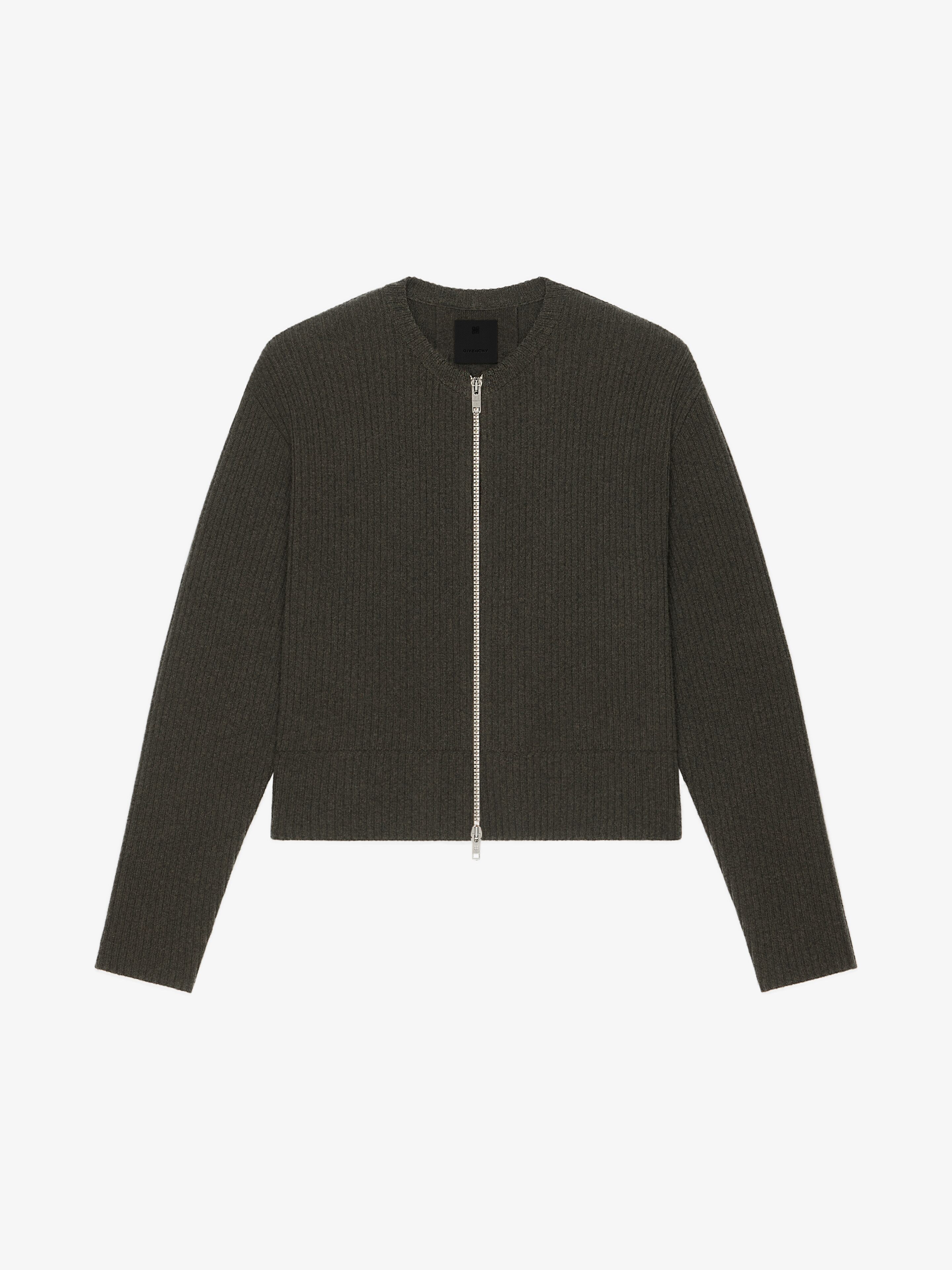 Shop Givenchy Oversized Cardigan In Wool With Front Zip In Military Green