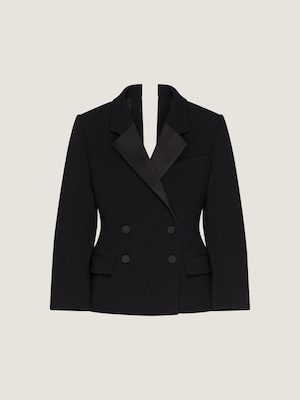 Veste de costume double boutonnage à découpes en laine