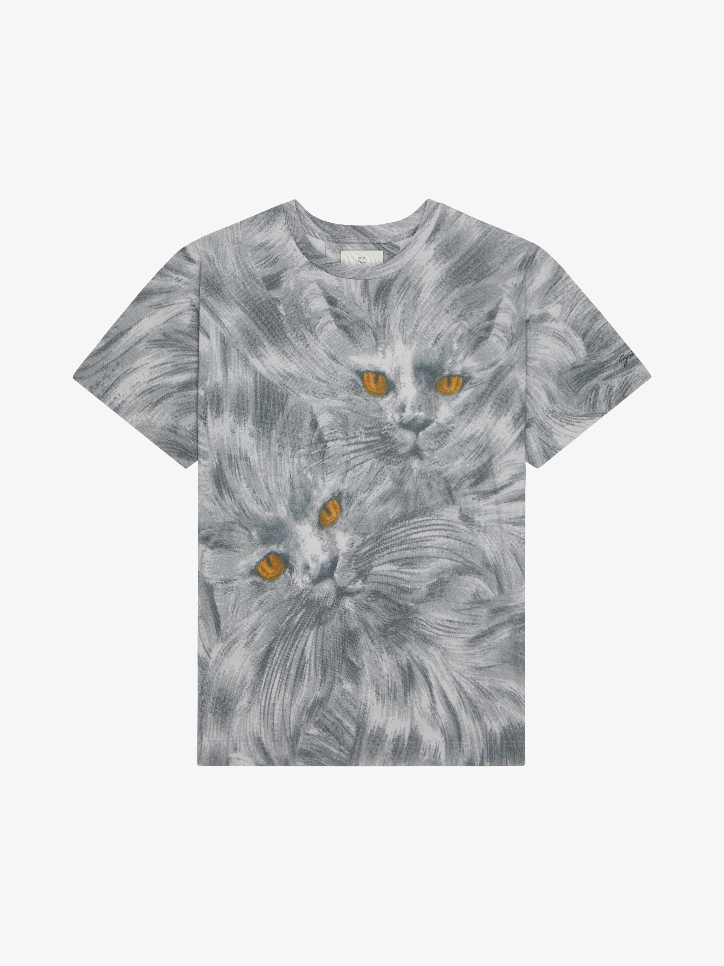 Shop Givenchy Printed Cat T-shirt In Cotton In Red