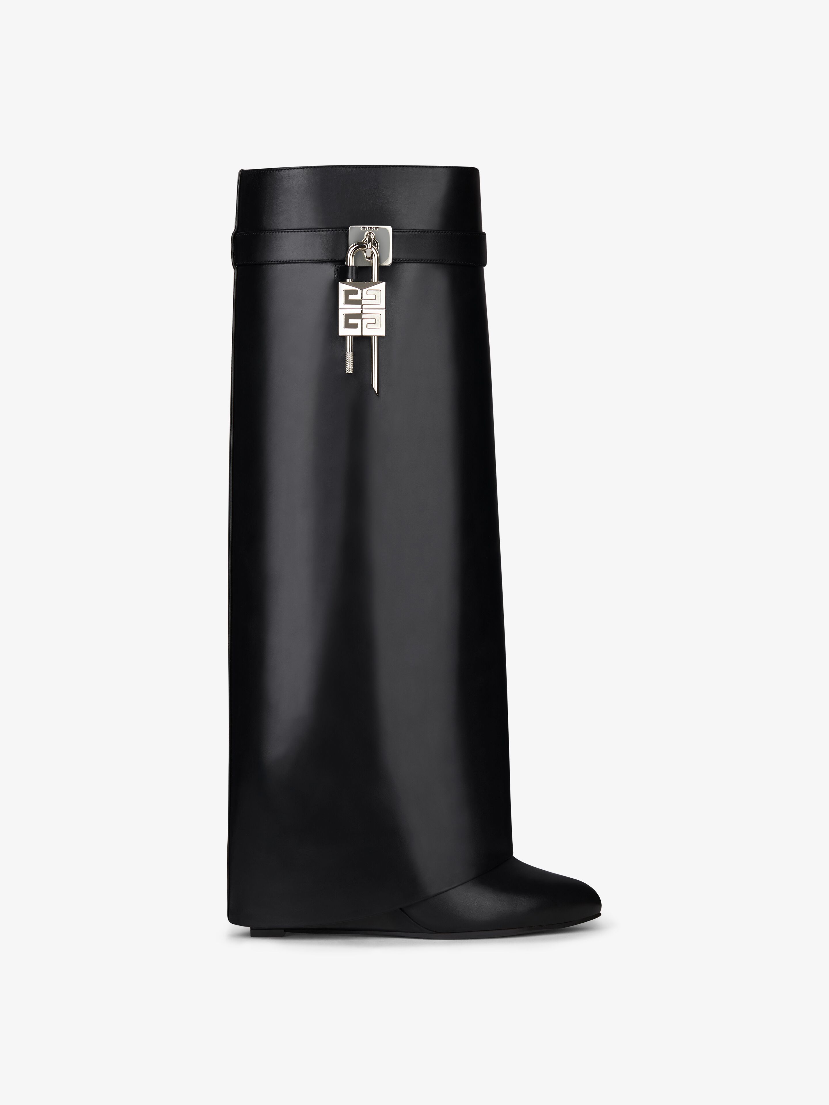 Shop Givenchy Shark Lock Boots Wide Fit In Leather In Black