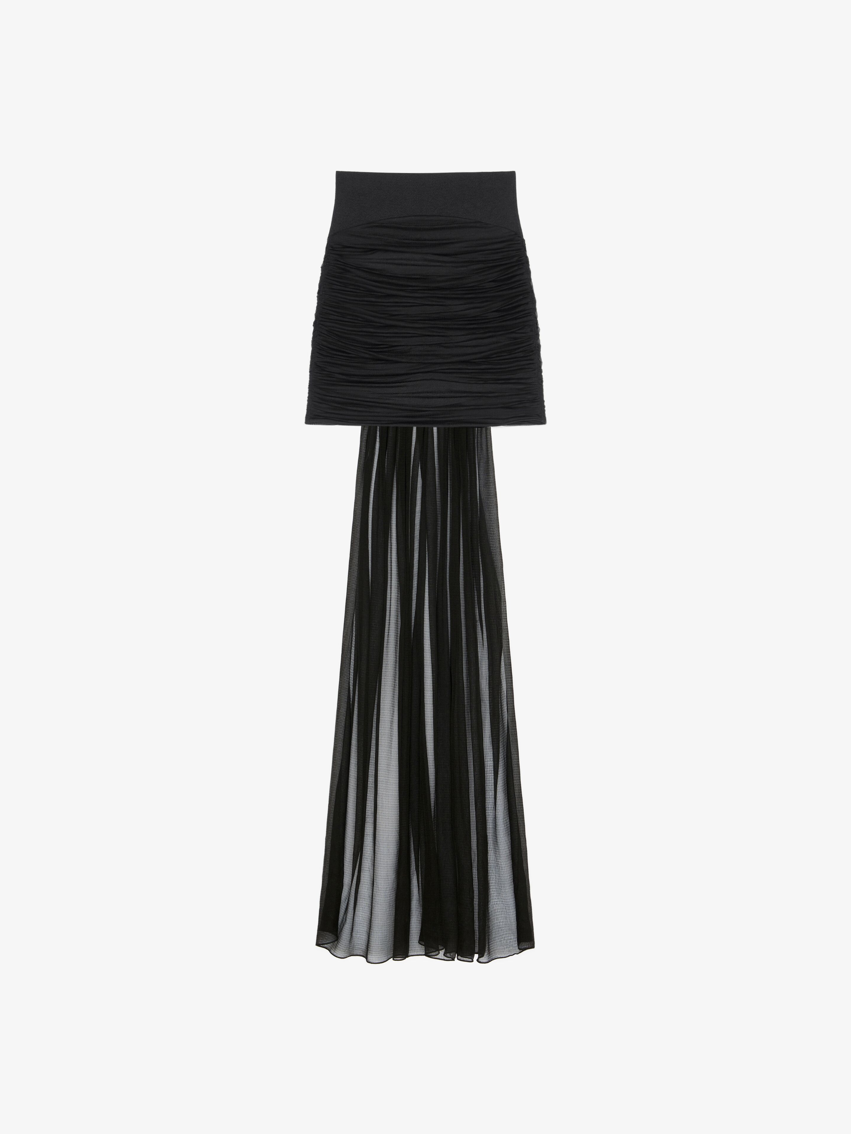 Givenchy - Mini Jupe Drapée En Crêpe Avec Traîne En Soie - Noir - pour Femme - Taille : 42
