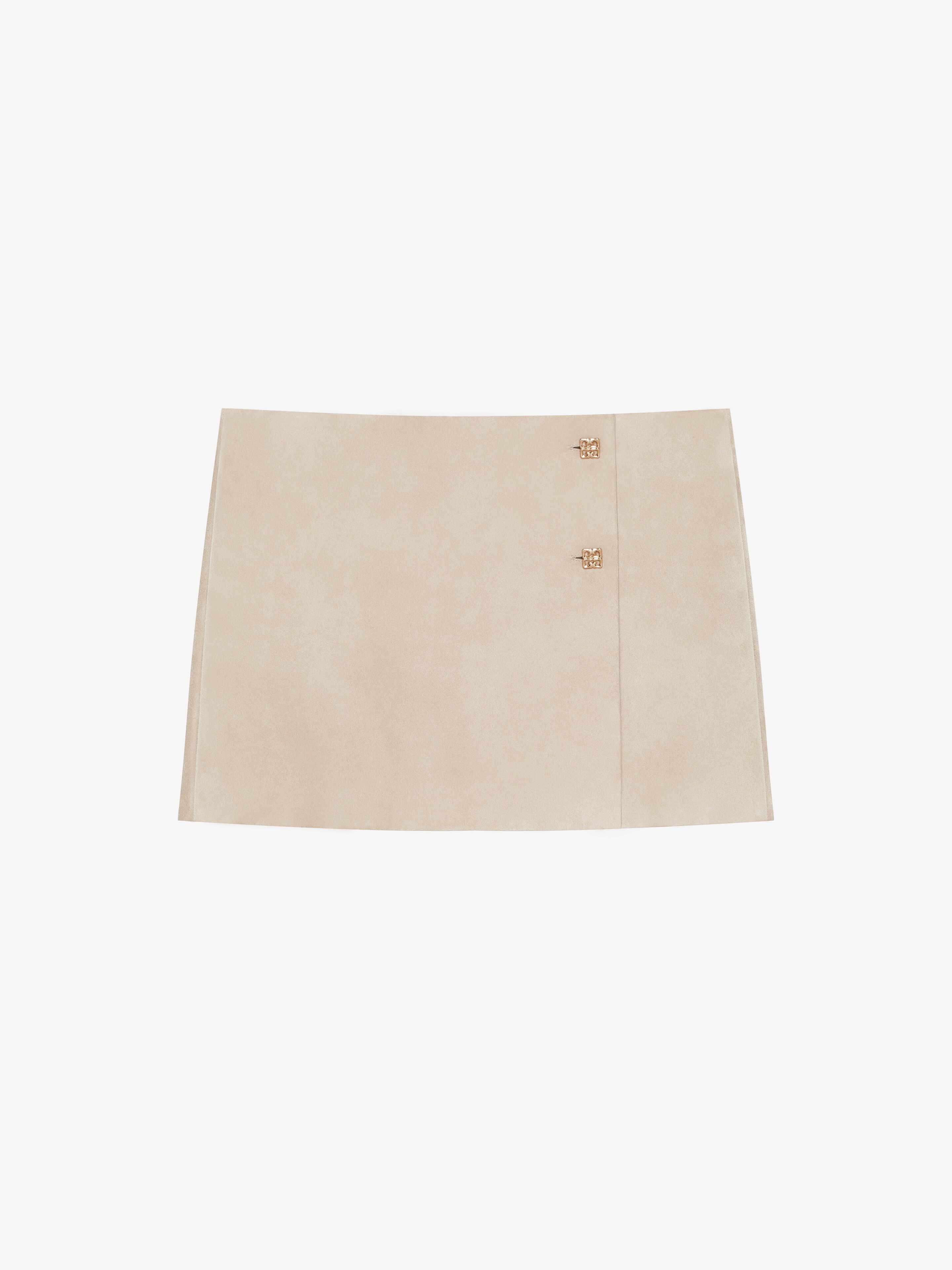 Shop Givenchy Wrap Mini Skirt In Suede With 4g Liquid Detail In Multicolor