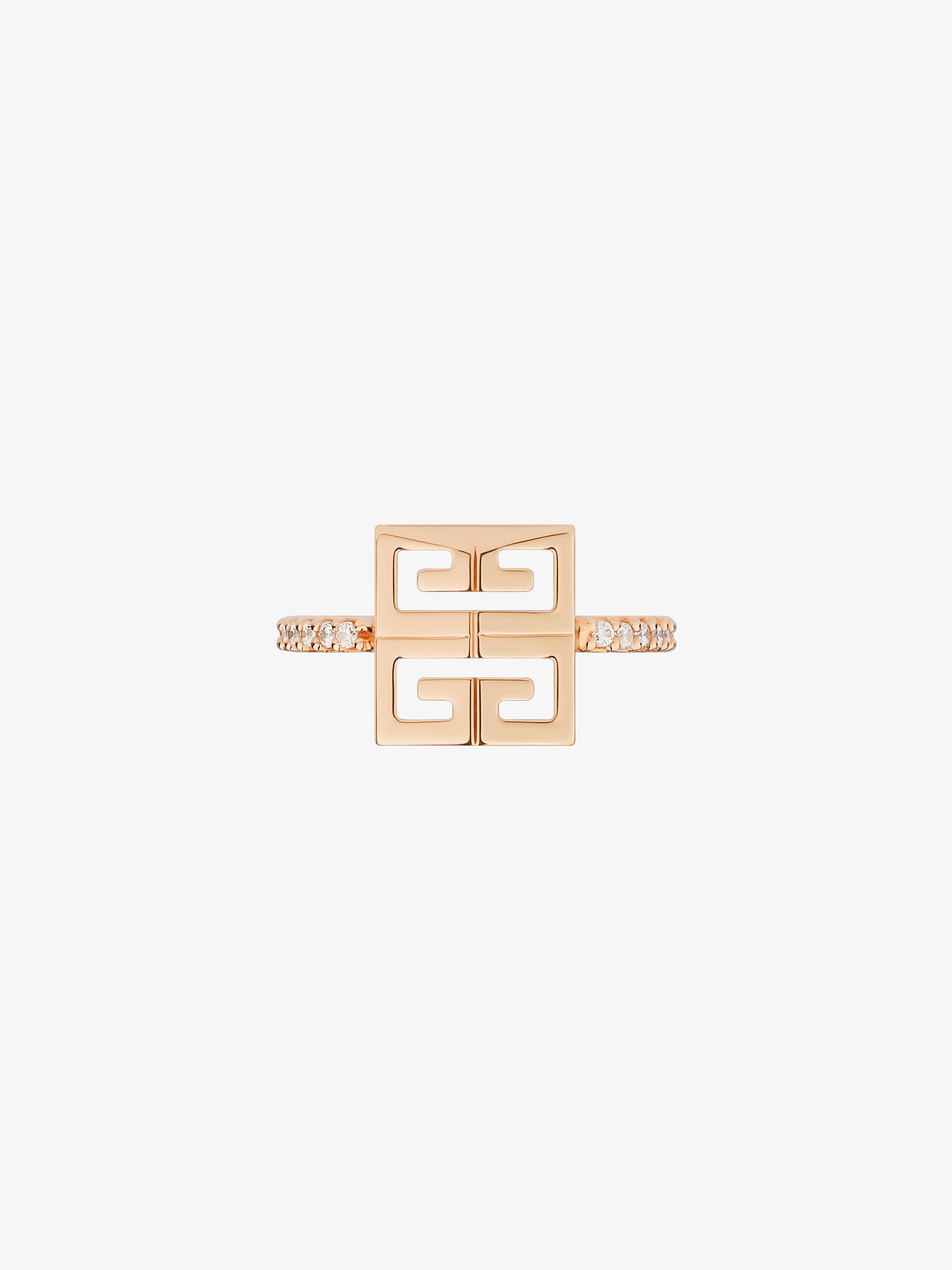 Shop Givenchy 4g Ring In Metal With Crystals In Rose Gold