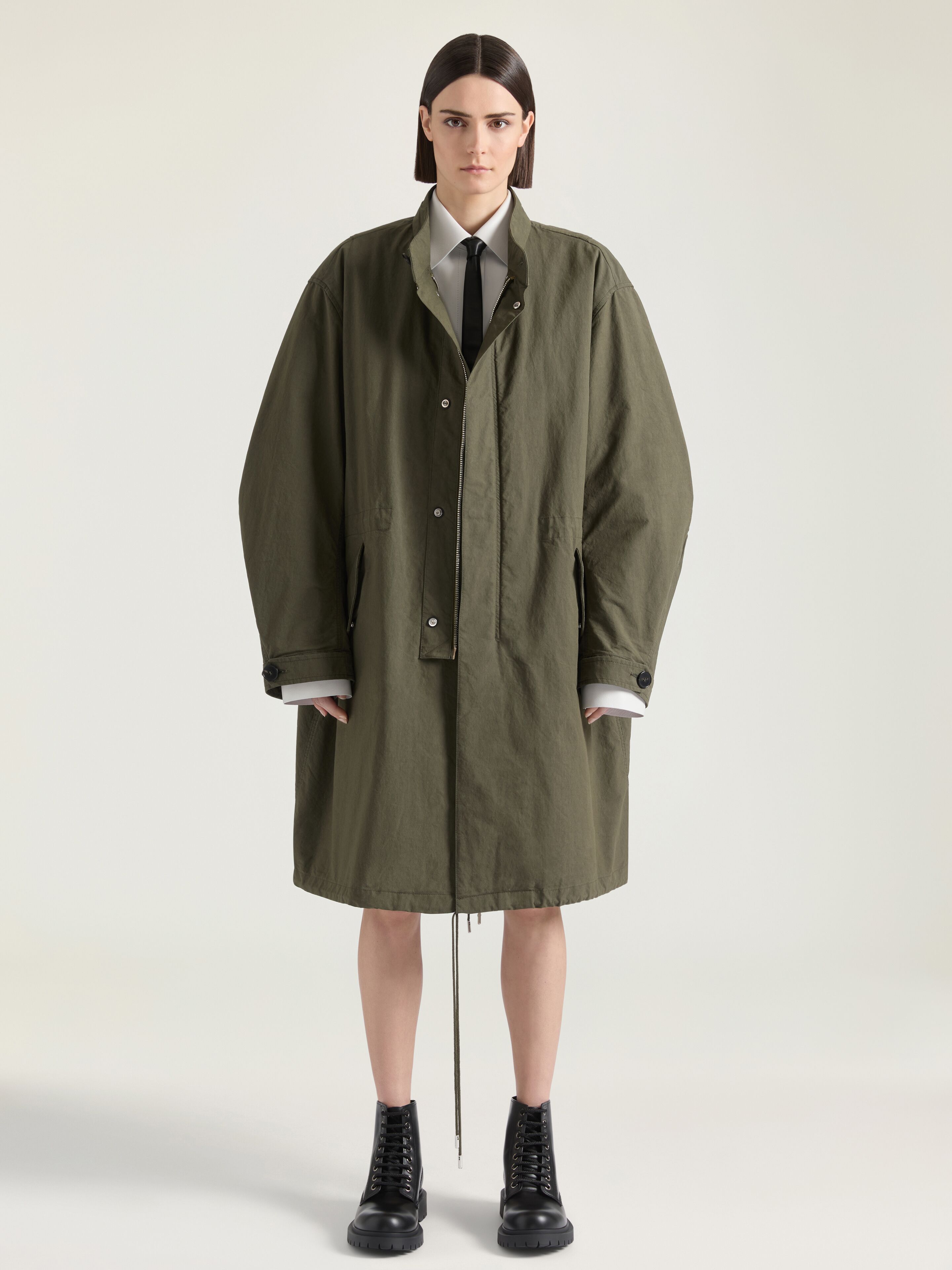 ブルゾン Givenchy Parka In Cotone Tecnico Stampa Givenchy Paris Parka in cotton with GIVENCHY Stamp print in - khaki