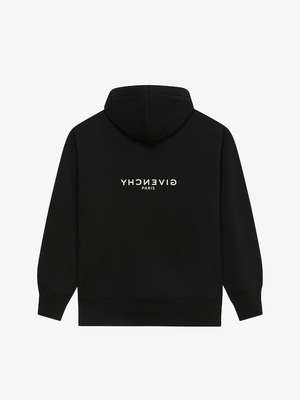 GIVENCHY Reverse slim fit hoodie in fleece - black | Givenchy US
