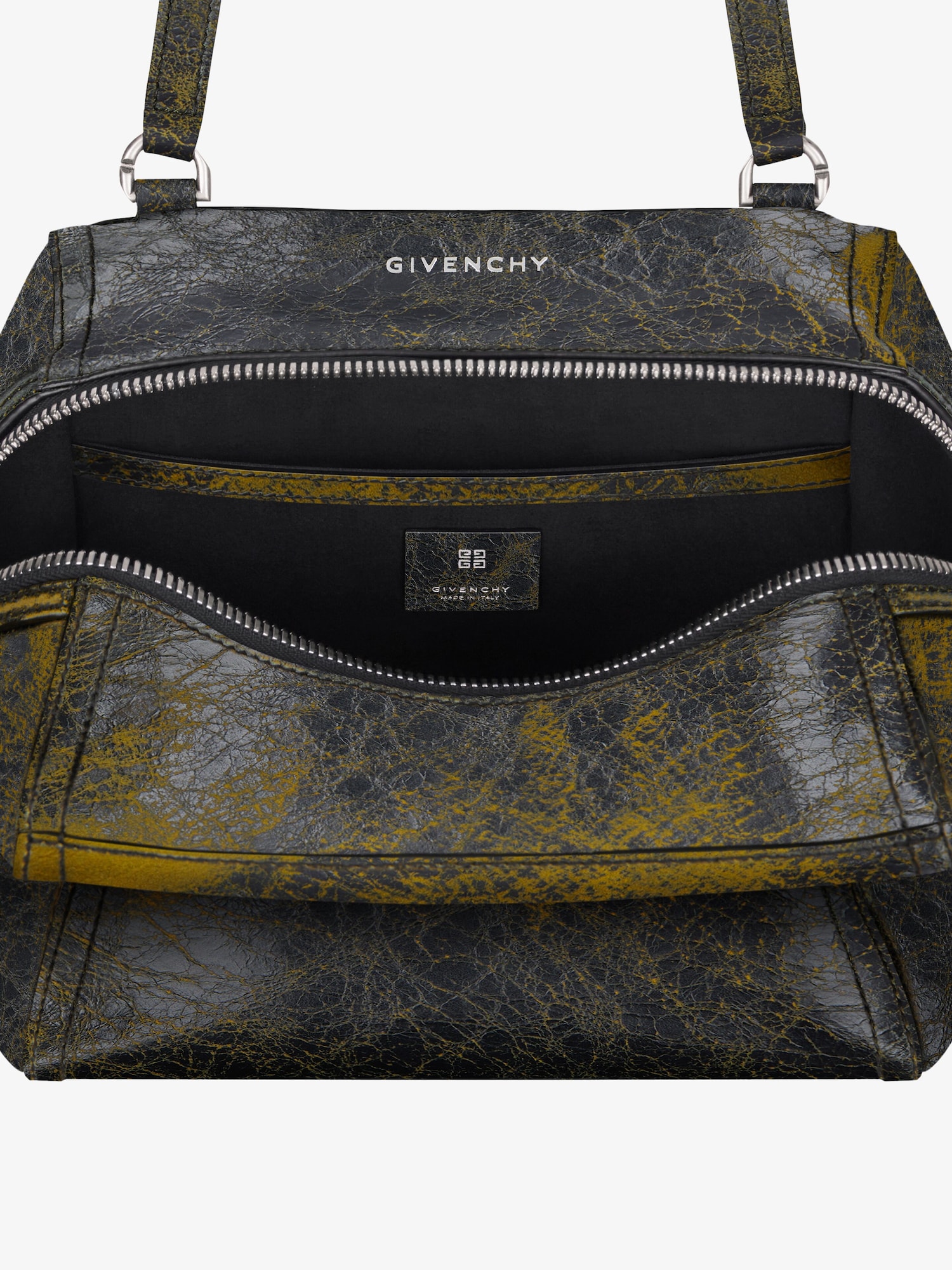 Small Pandora bag in crackled leather in - black/yellow | Givenchy DE