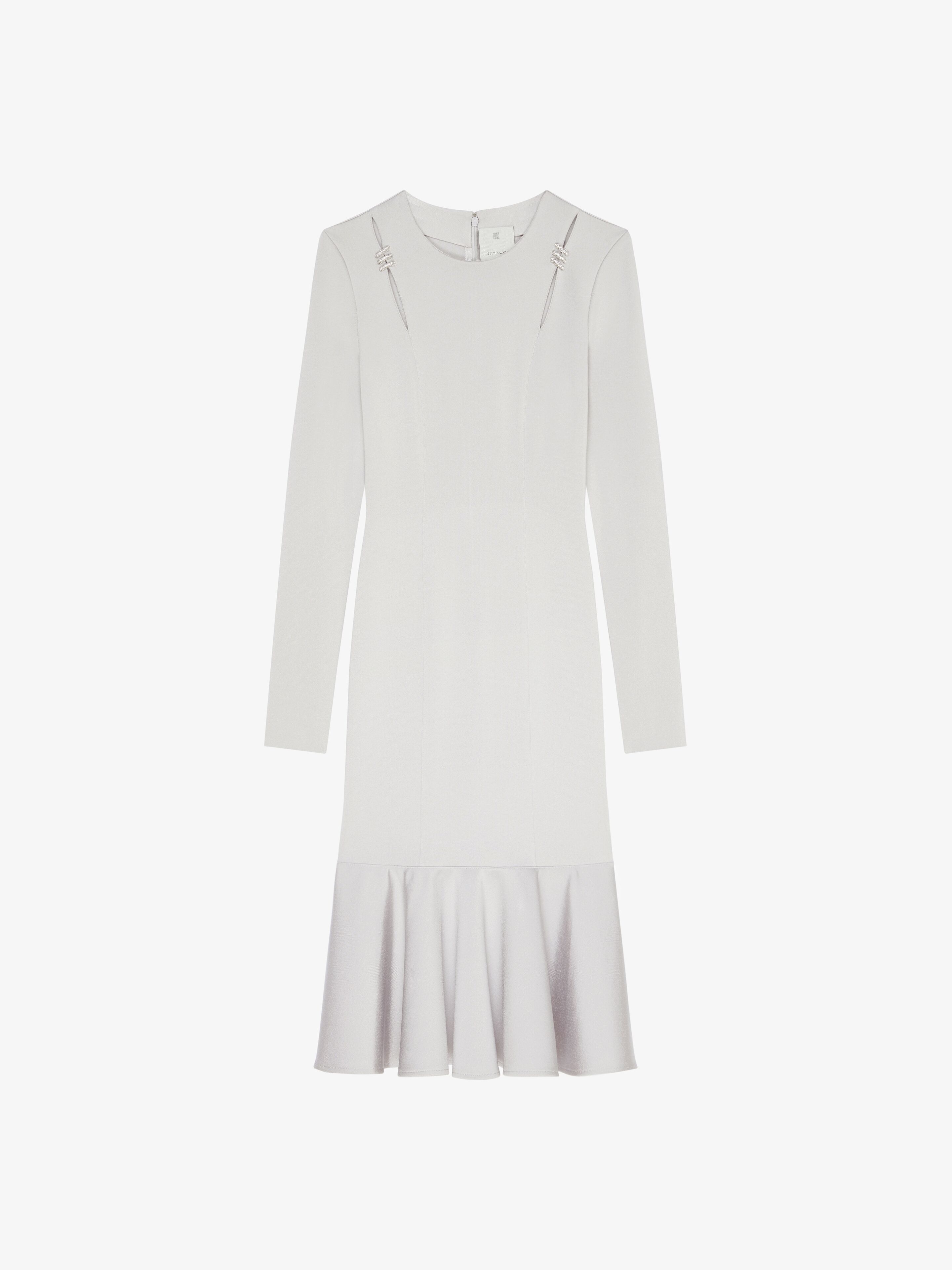 Shop Givenchy Dress In Punto Milano With Crystals In Pearl  Grey
