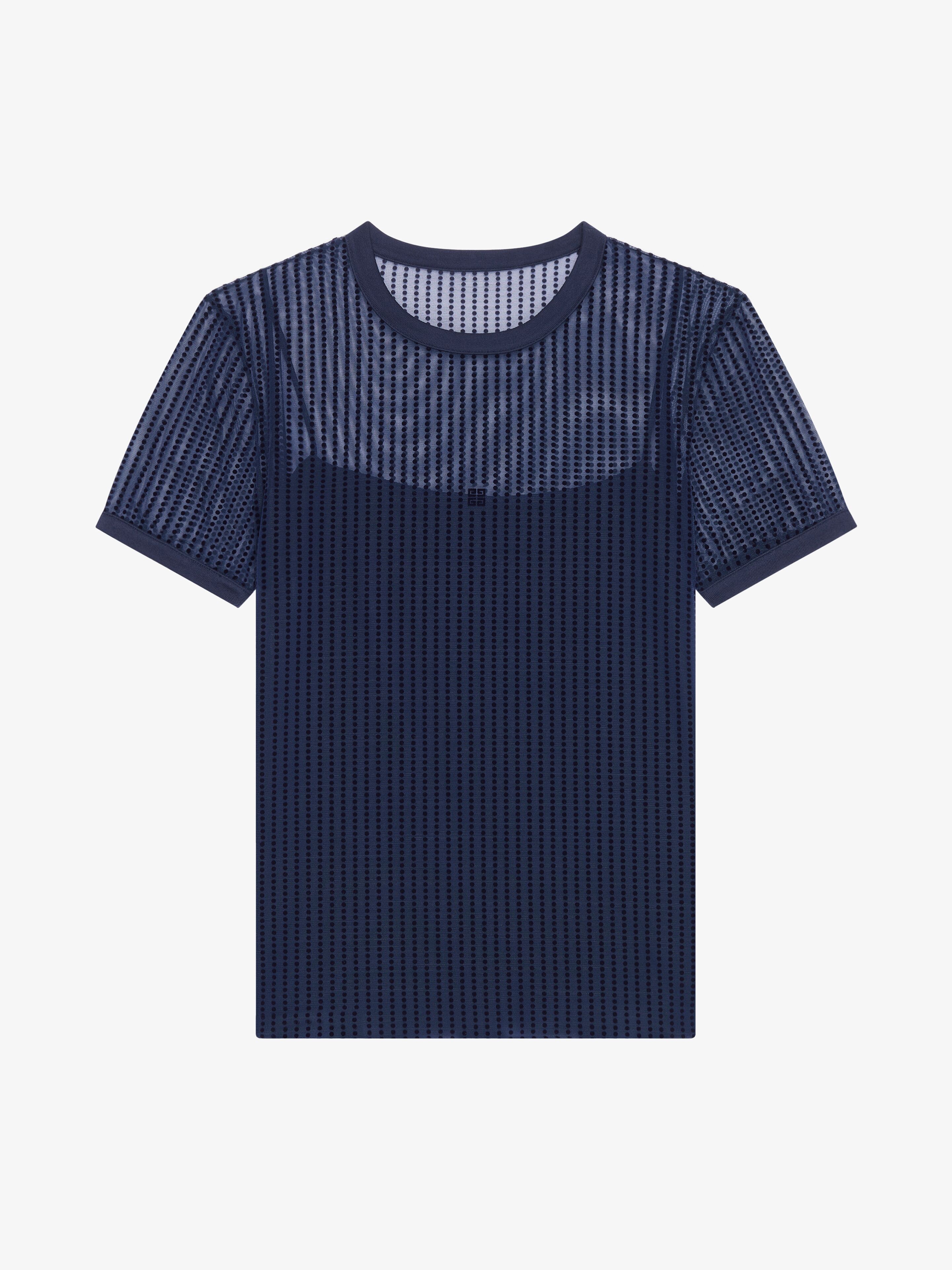 Shop Givenchy Slim Fit Polka Dots T-shirt In Tulle In Blue