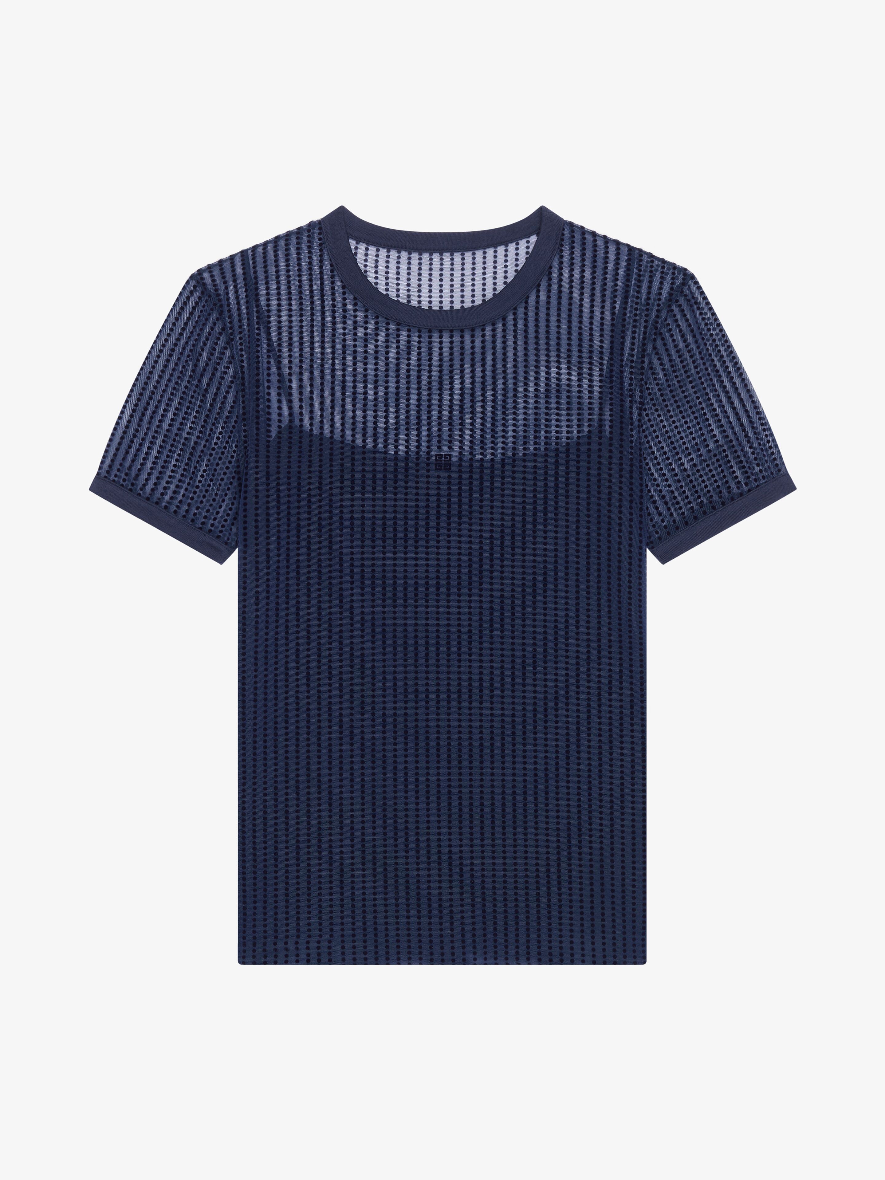 Givenchy - T-shirt À Pois Slim En Tulle - Bleu - pour Femme - Taille : L