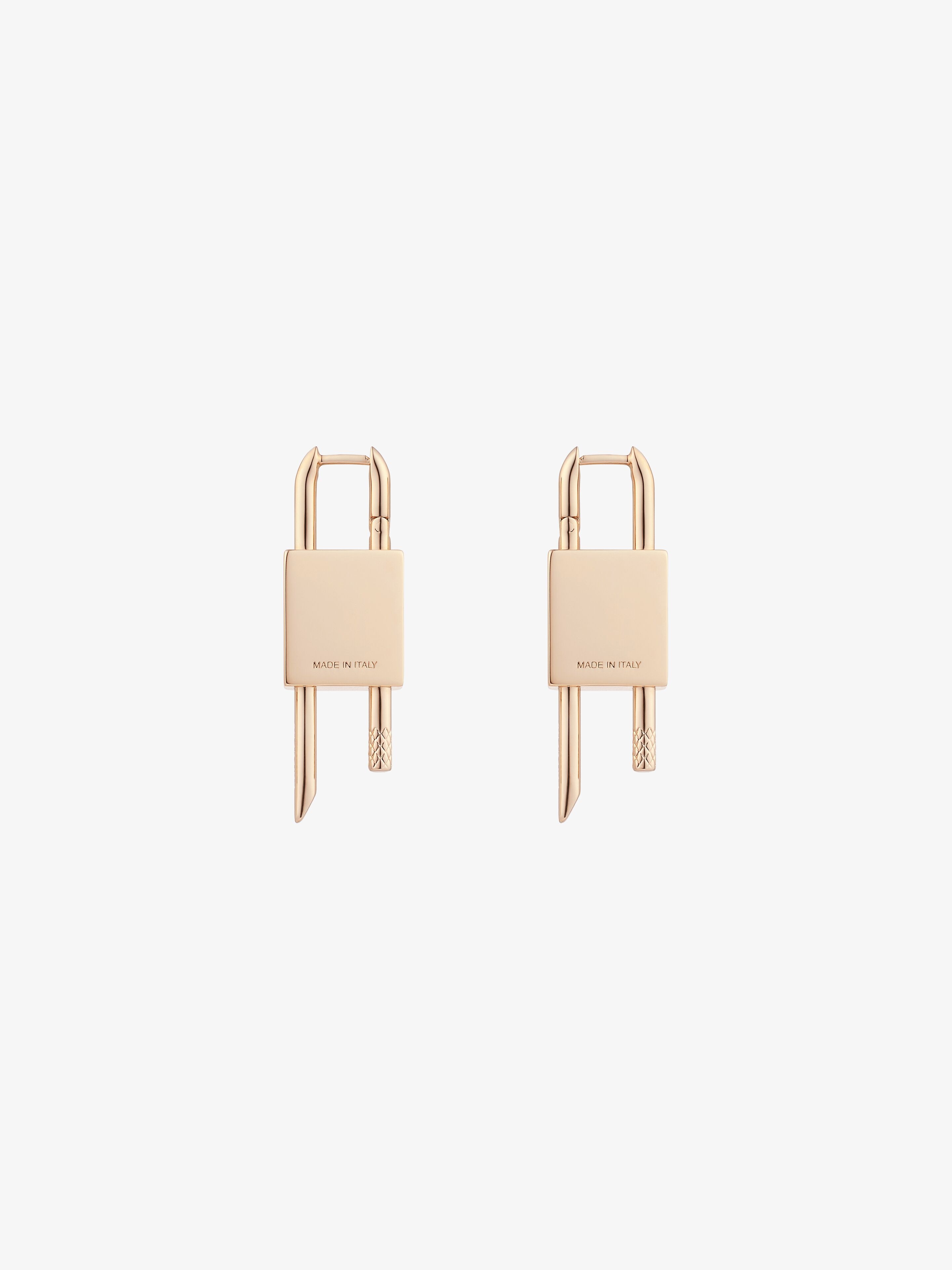 Lock earrings in metal - rose golden