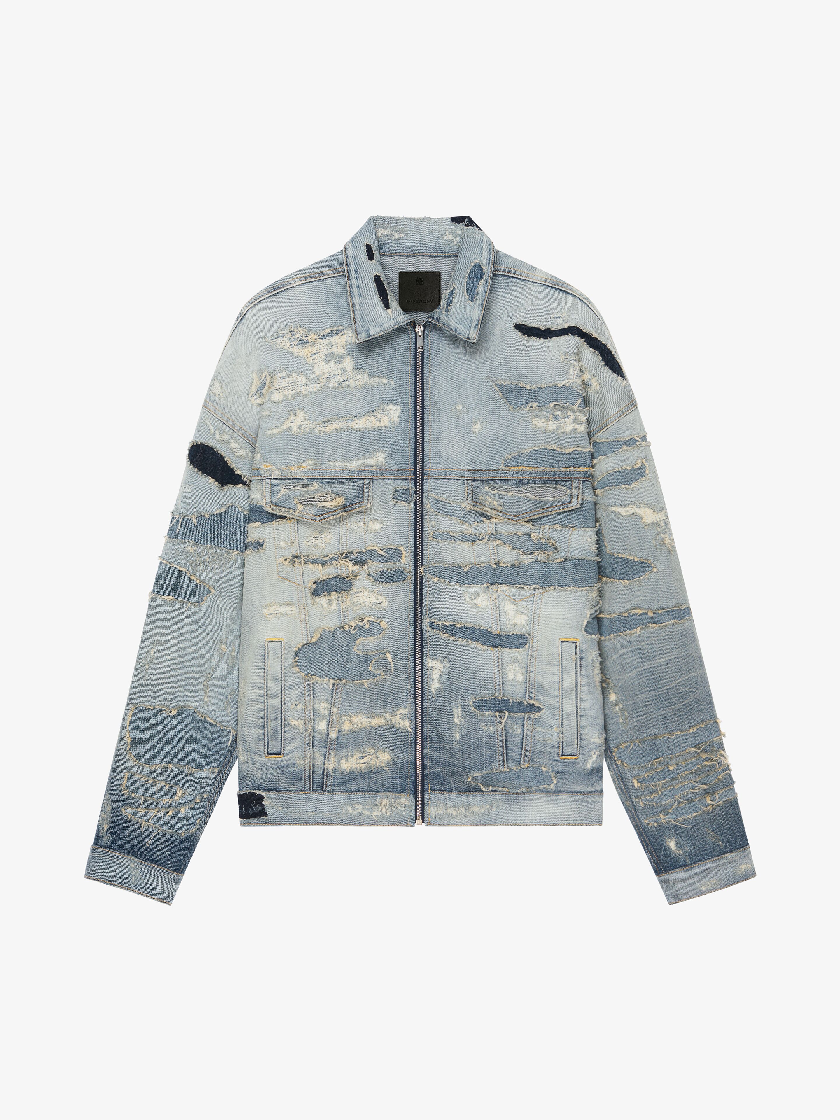 GIVENCHY BLOUSON OVERSIZE EN DENIM DÉCHIRÉ ET RECOUSU