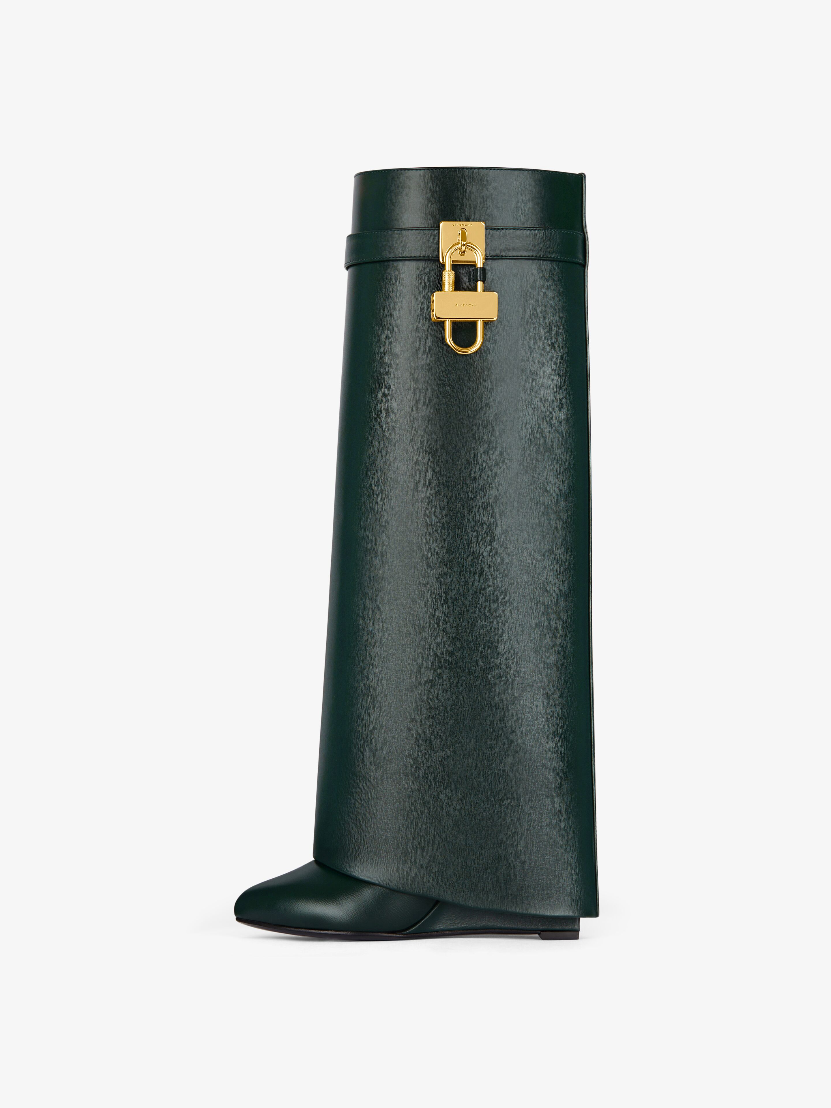 Givenchy Shark Lock Boots In Leather Green Women 35