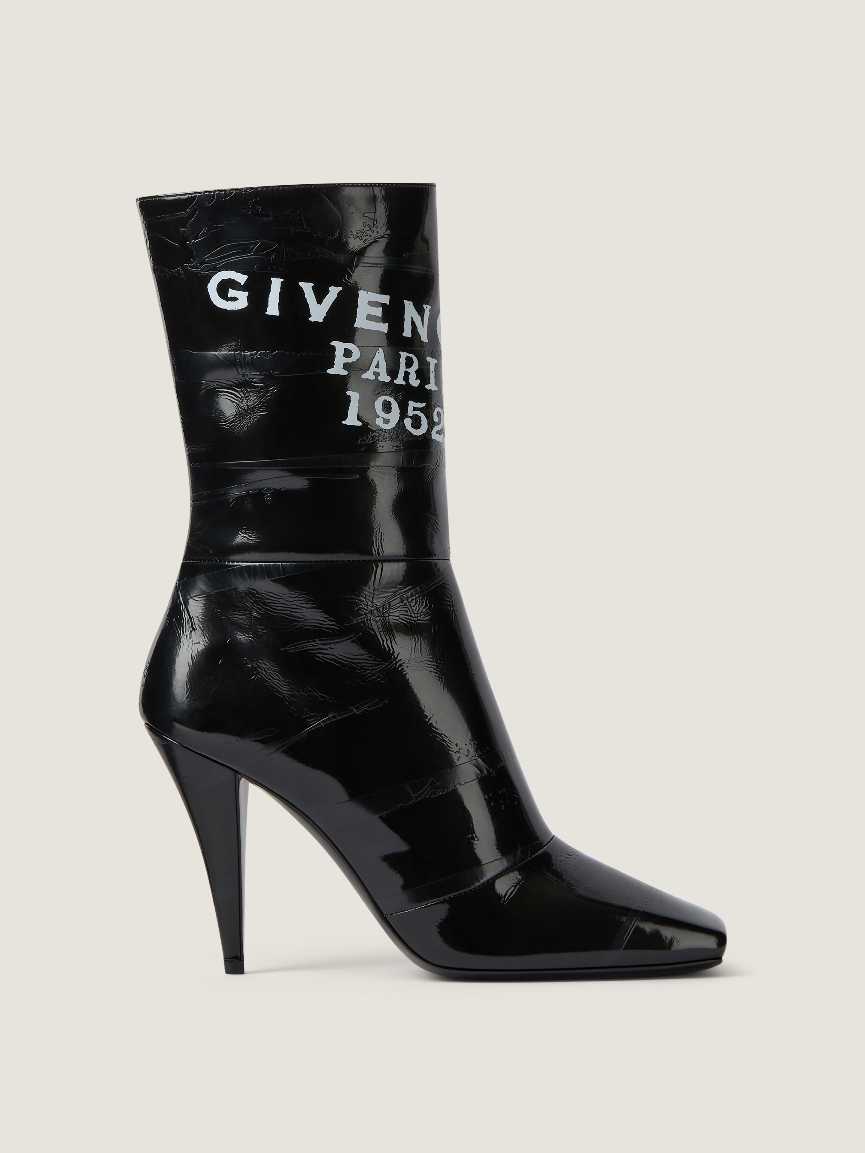 Givenchy Sliced Square Tape Ankle Boots In Leather In Black