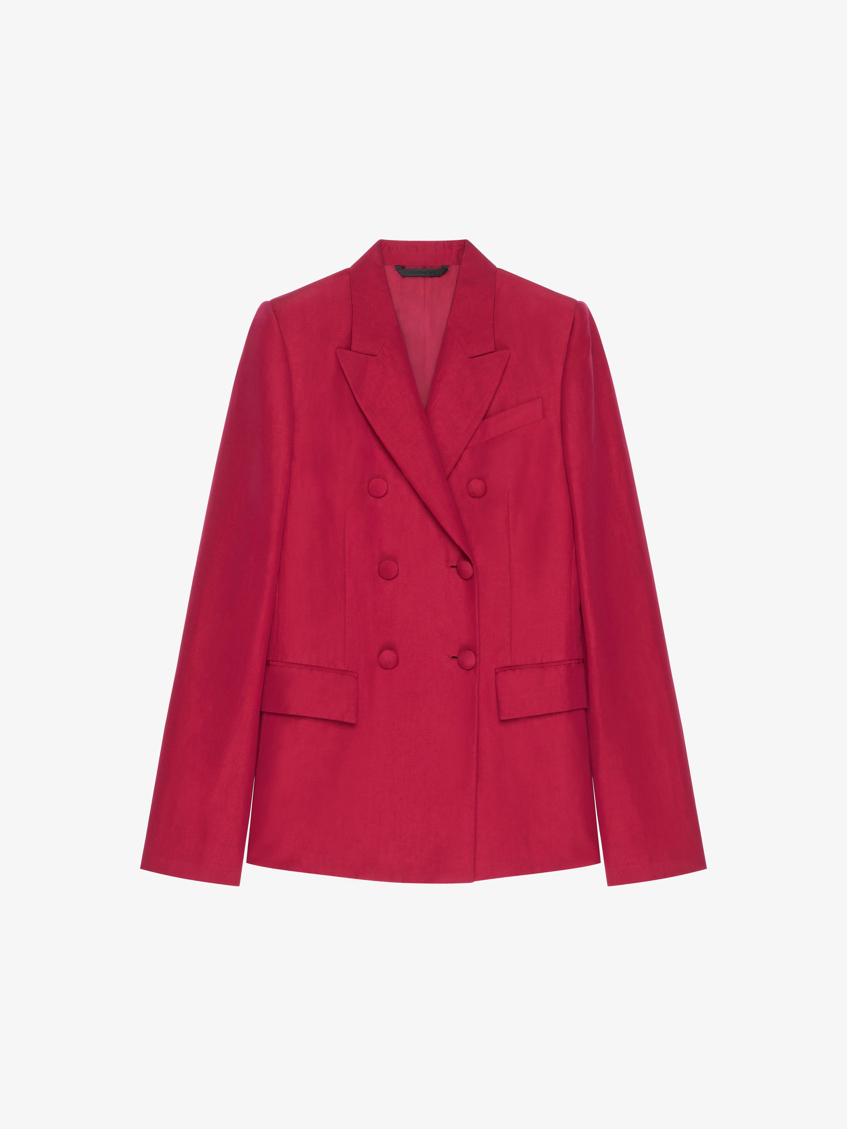 Givenchy - Veste À Double Boutonnage En Lin Et Soie - Rouge - pour Femme - Taille : 40
