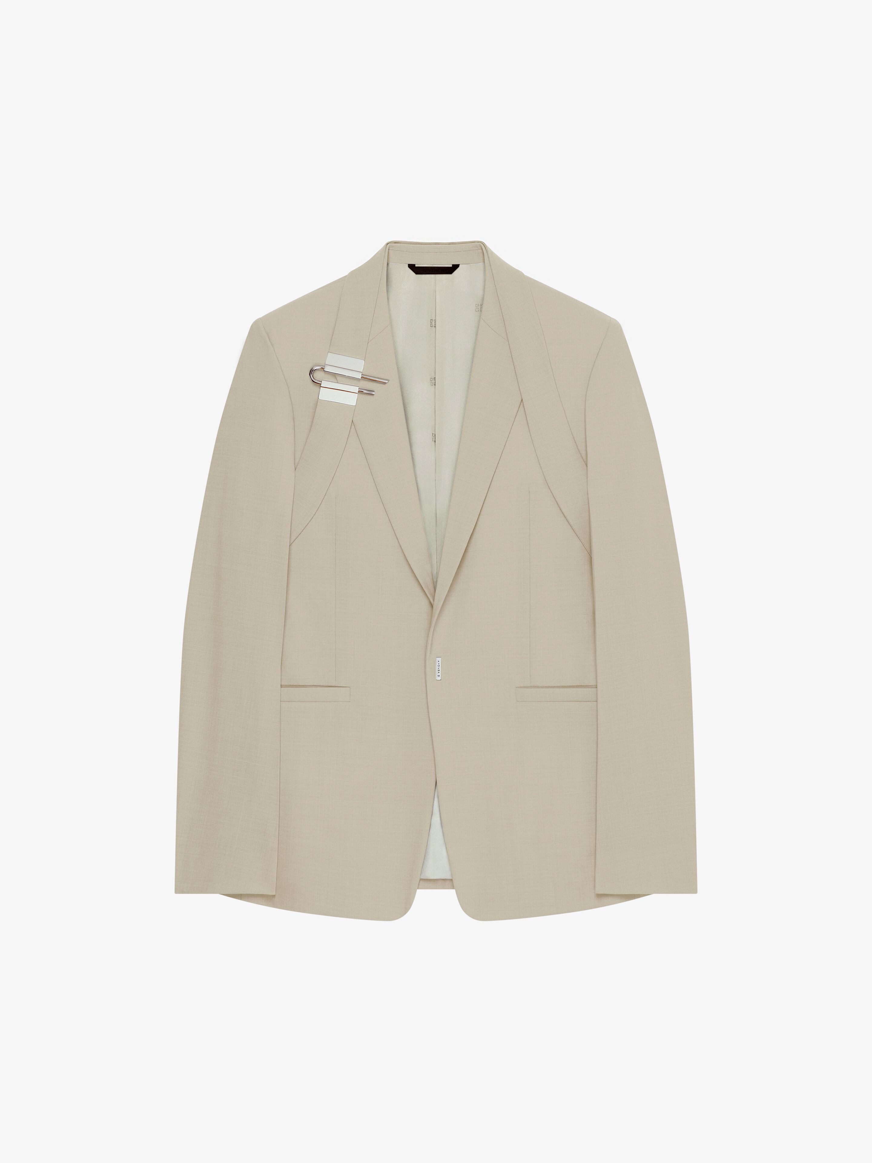 Shop Givenchy Slim-fit U-lock Jacket In Wool Blend In Grey