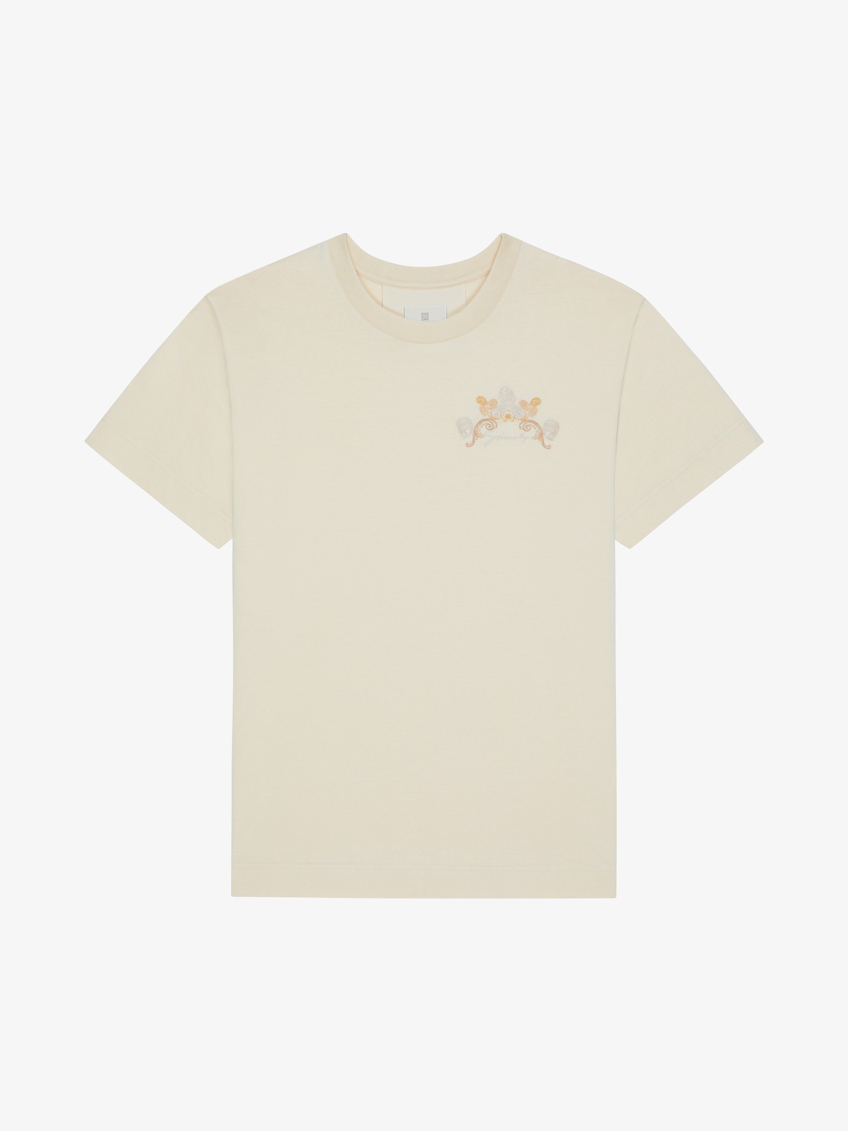 Givenchy - T-shirt En Coton Avec Broderie Baroque - Beige - pour Homme - Taille : S