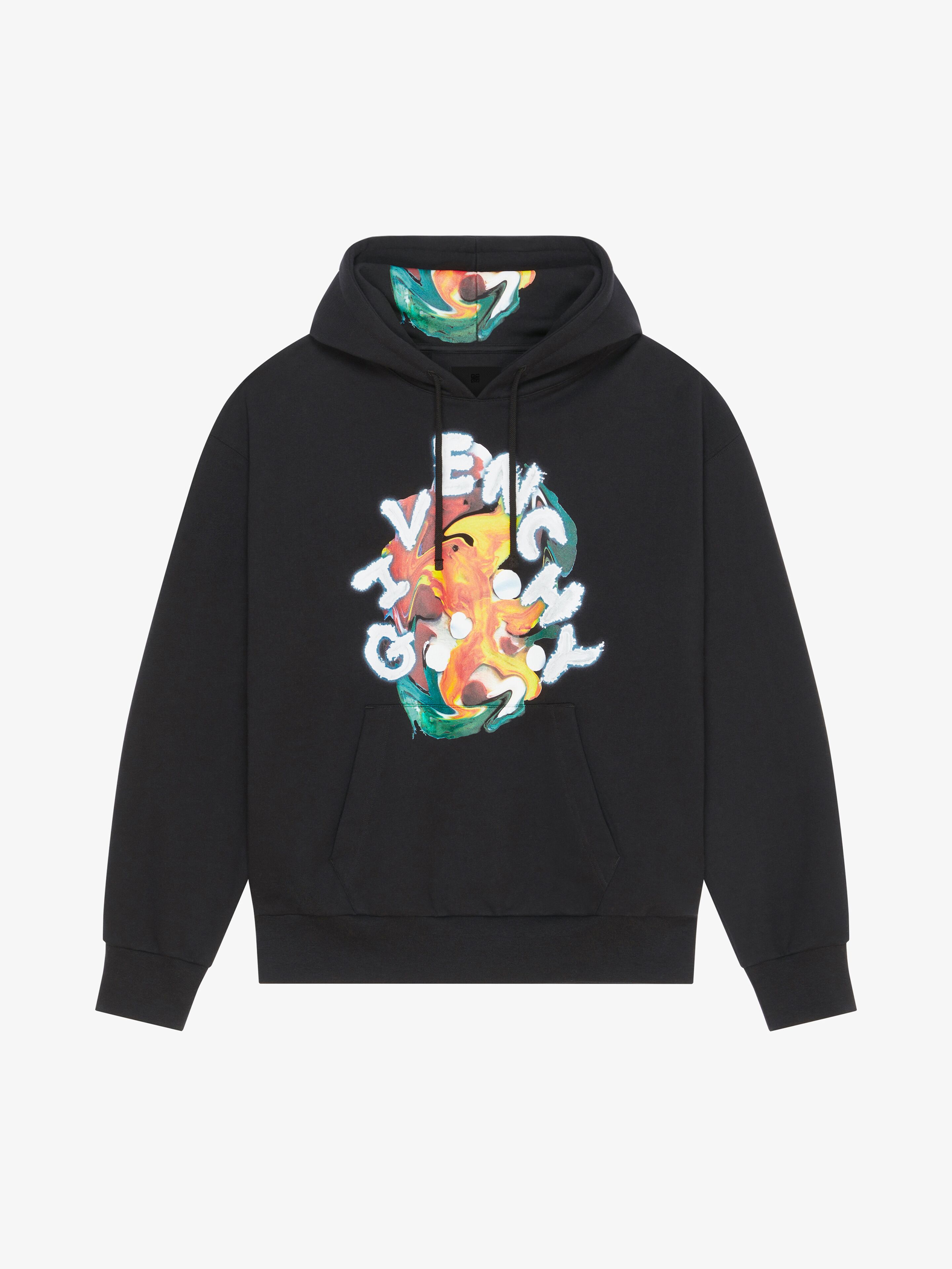 Shop Givenchy Psychedelic Boxy Fit Hoodie In Fleece In Black