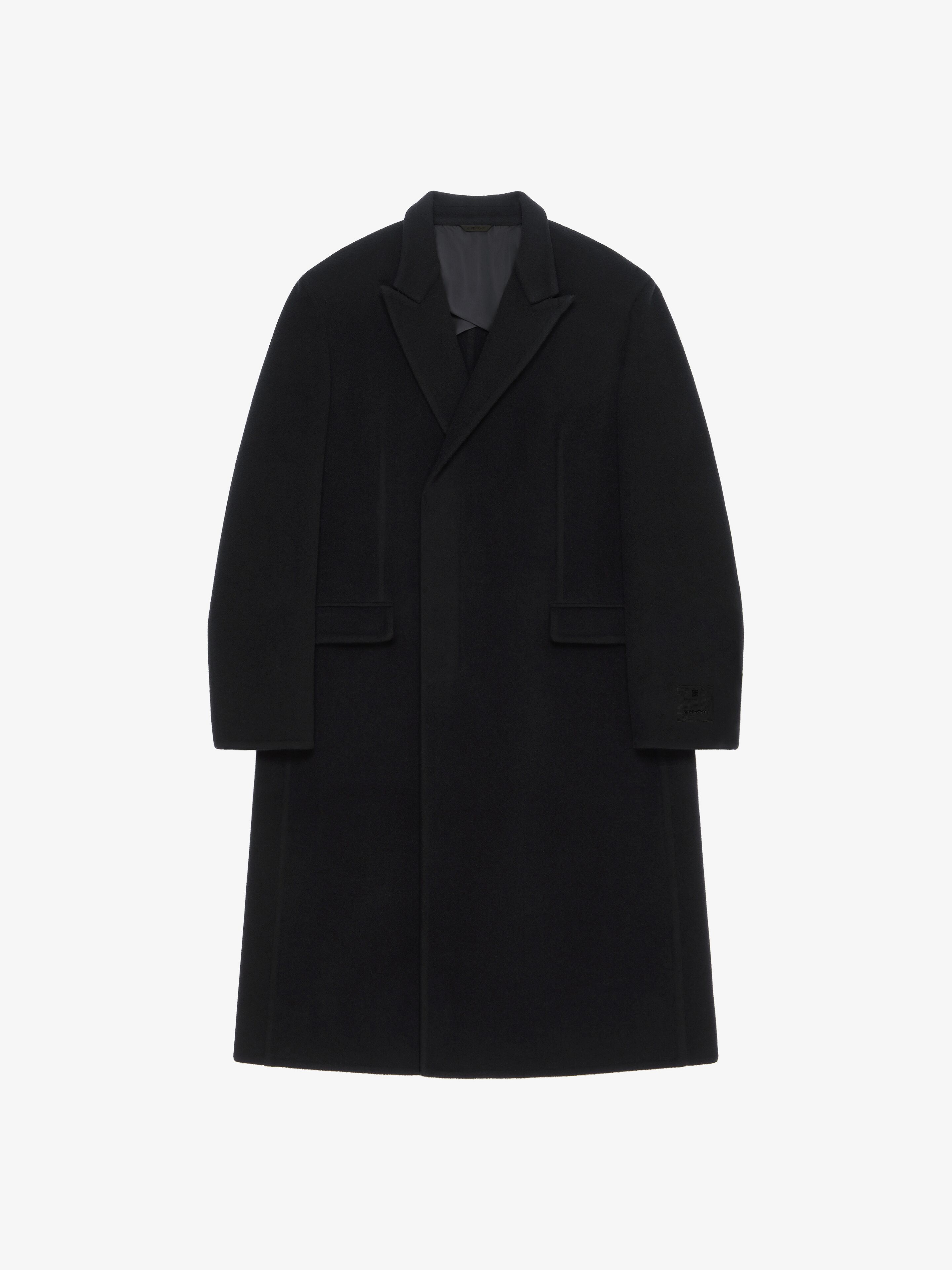 Shop Givenchy Long Coat In Double Face Wool And Cashmere In Black