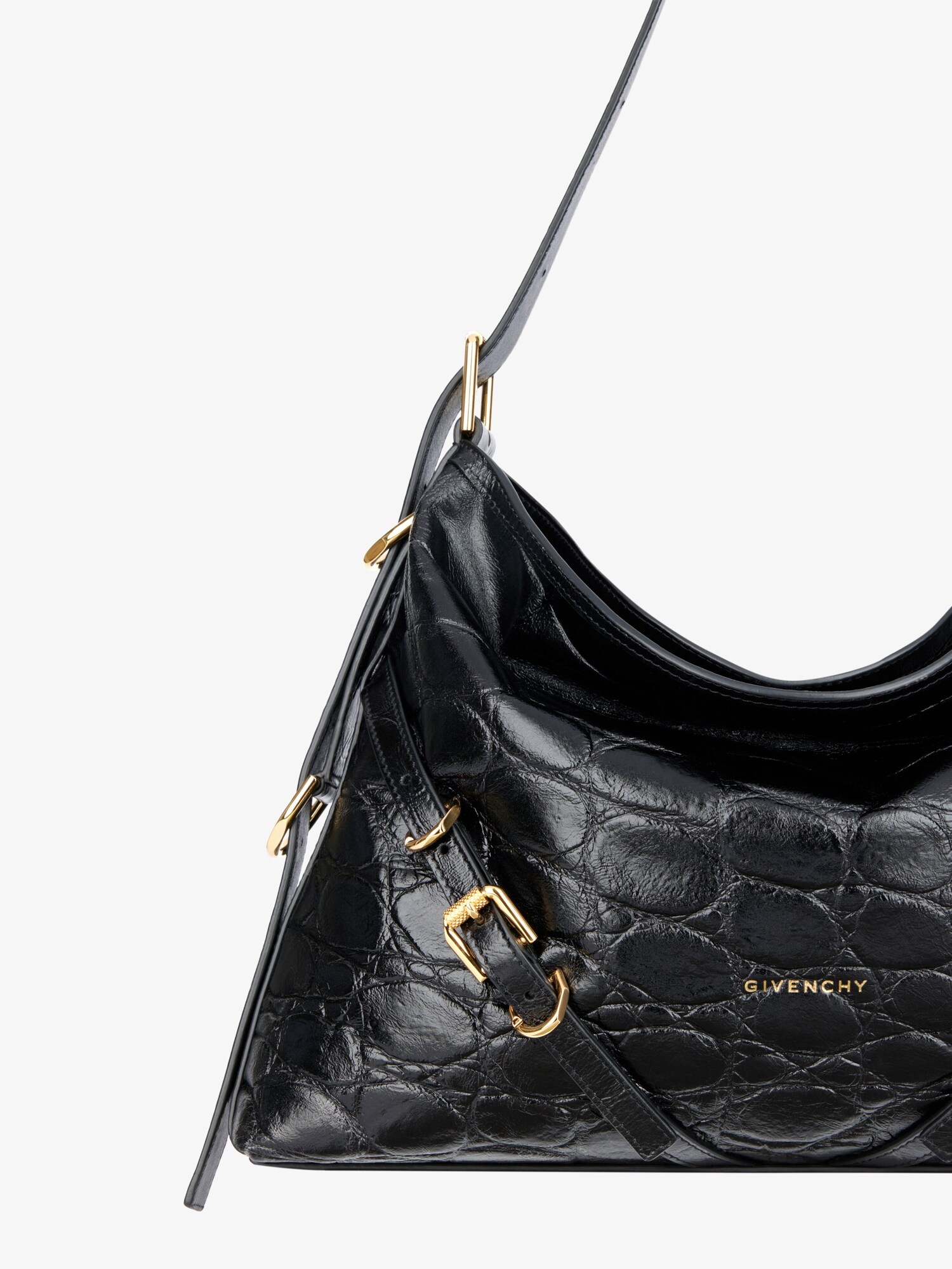 Medium Voyou bag in crocodile effect leather in - black | Givenchy US