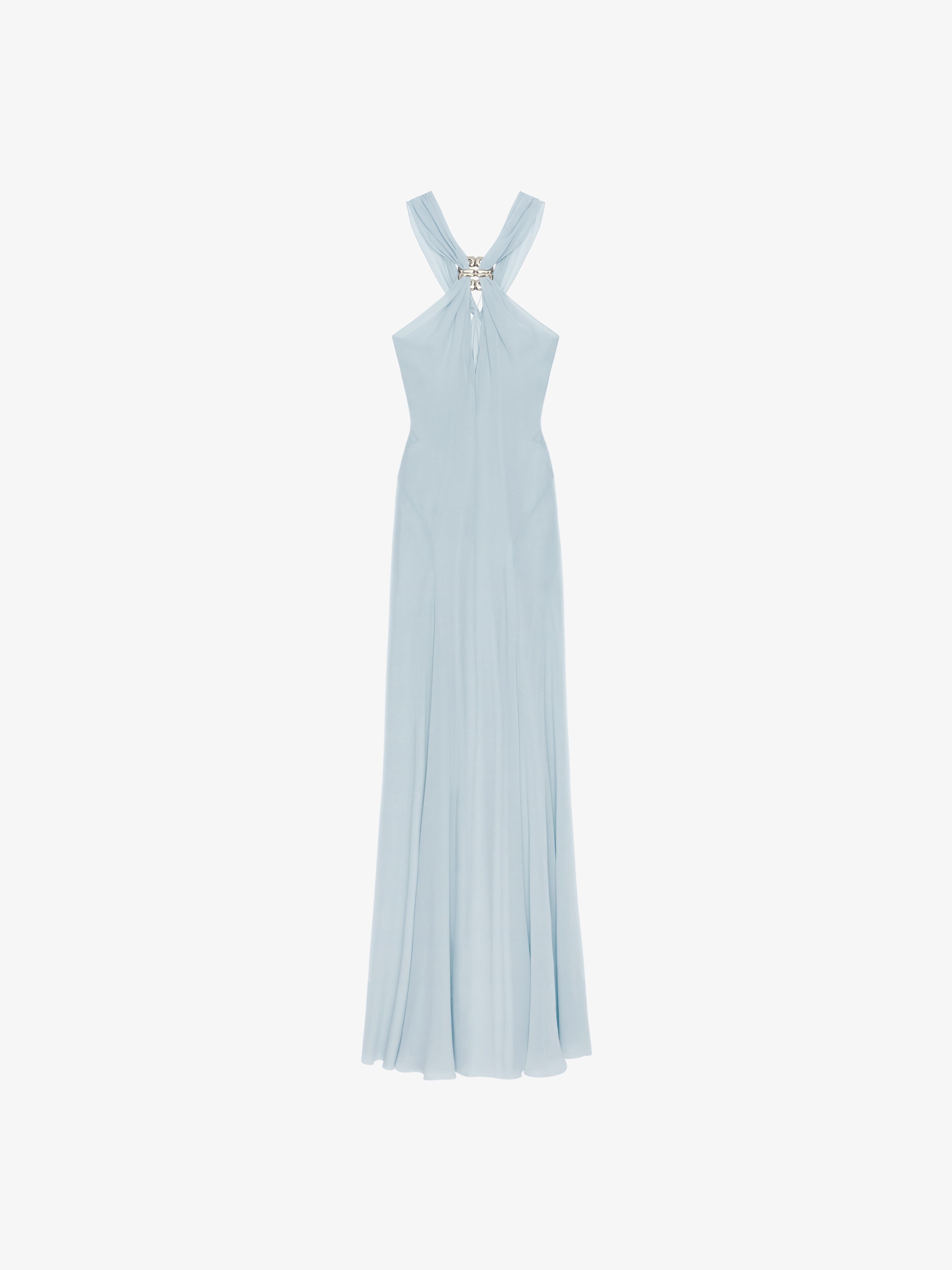 Shop Givenchy Evening Dress In Silk With 4g Liquid Detail In Green