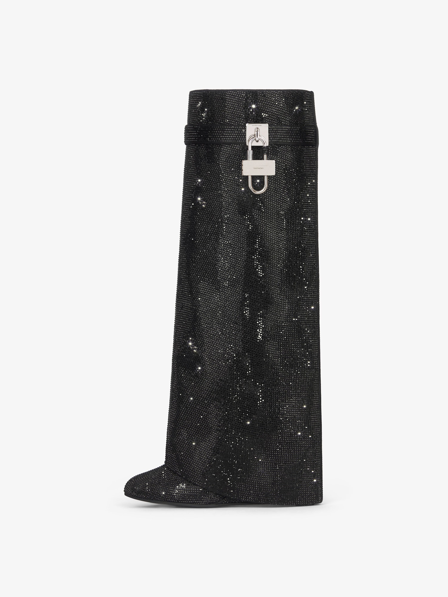 Shark Lock boots in satin with strass - black | Givenchy