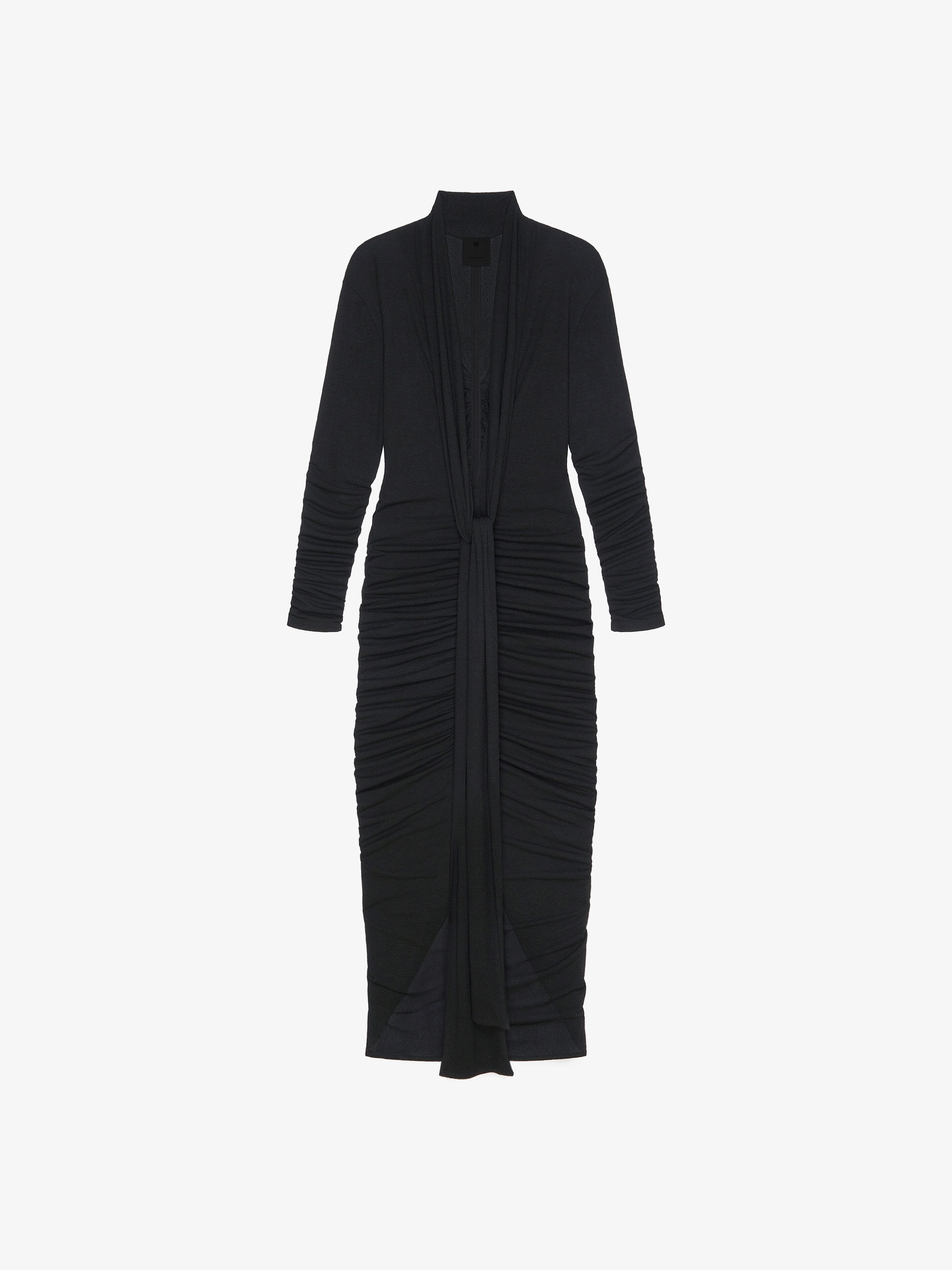 Shop Givenchy Draped Dress In Jersey With Lavalliere In Black