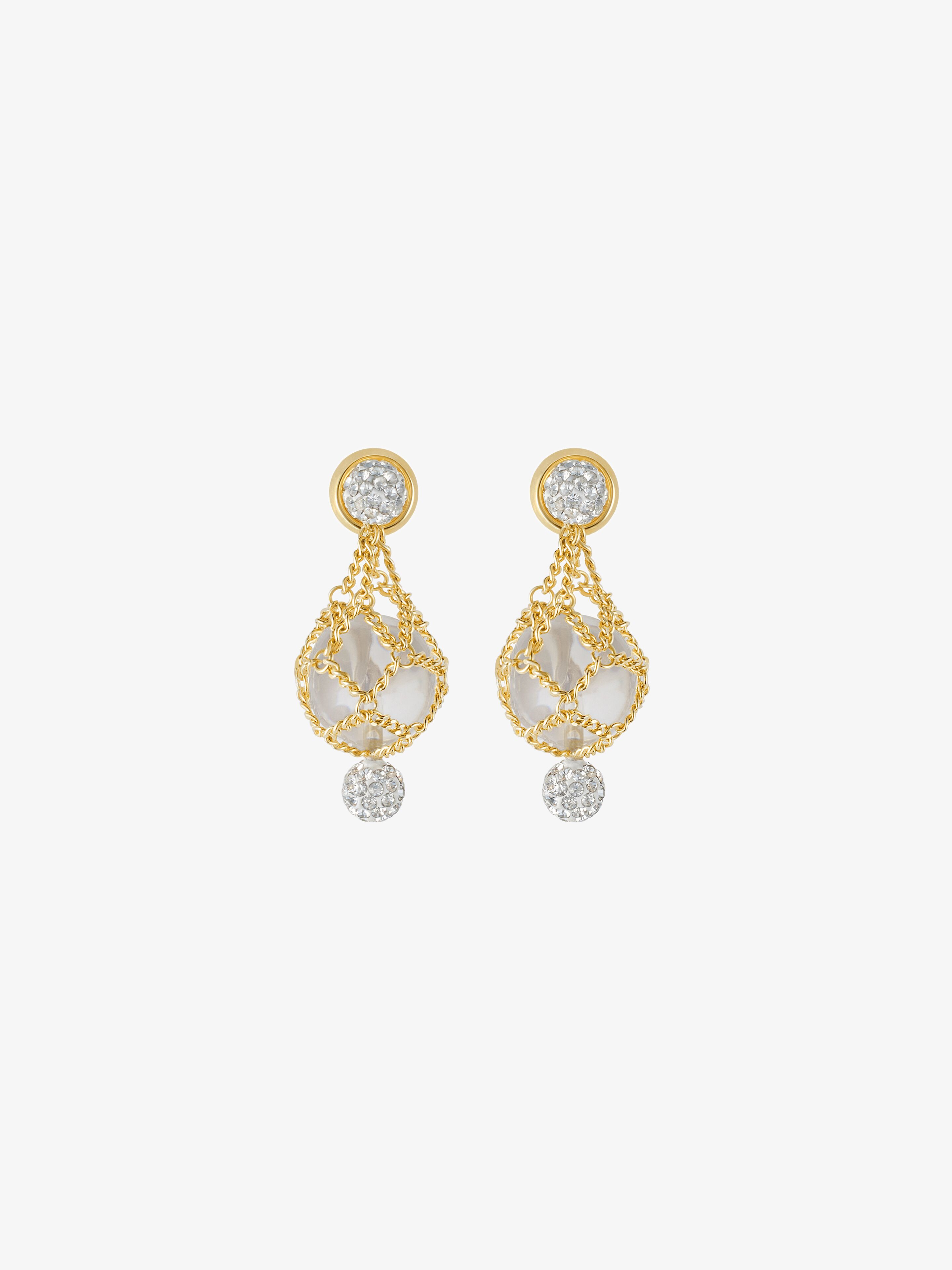 Givenchy - Boucles D'oreilles Pearling En Métal Perles Et Cristaux - pour Femme