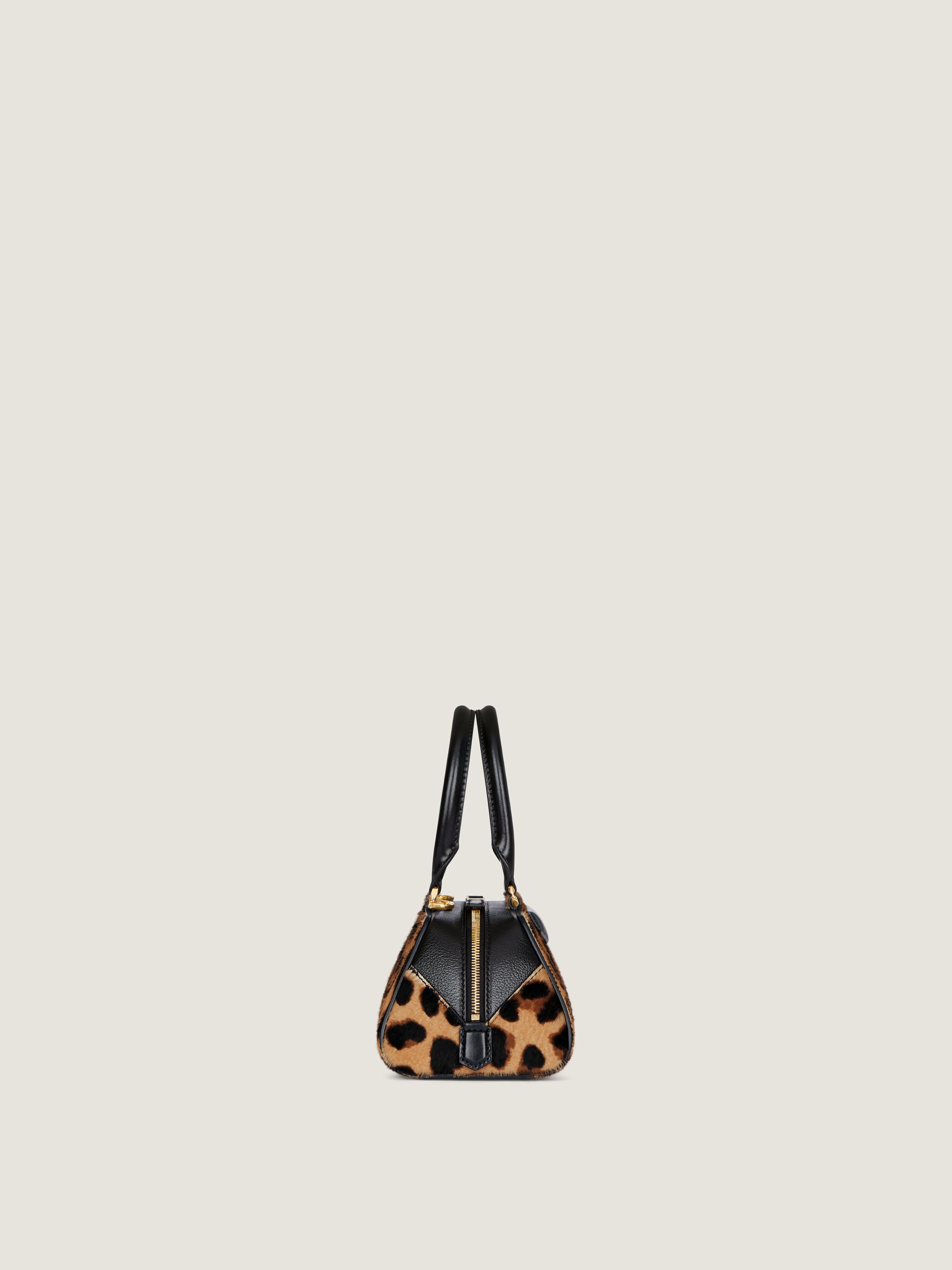 Mini Antigona East-West bag in leather with leopard print in