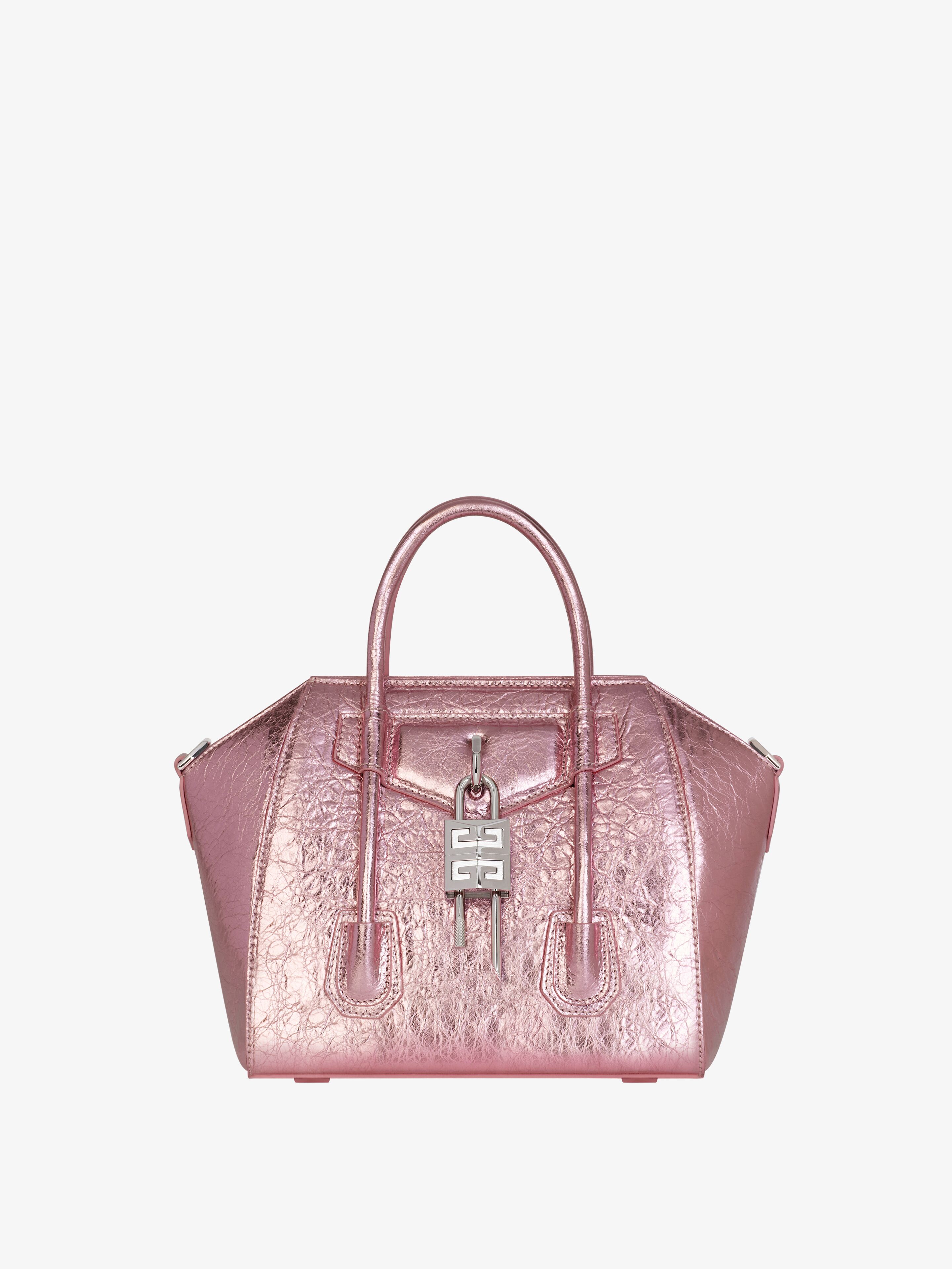 Givenchy - Mini Antigona Lock Bag In Laminated Leather - Pink - Women