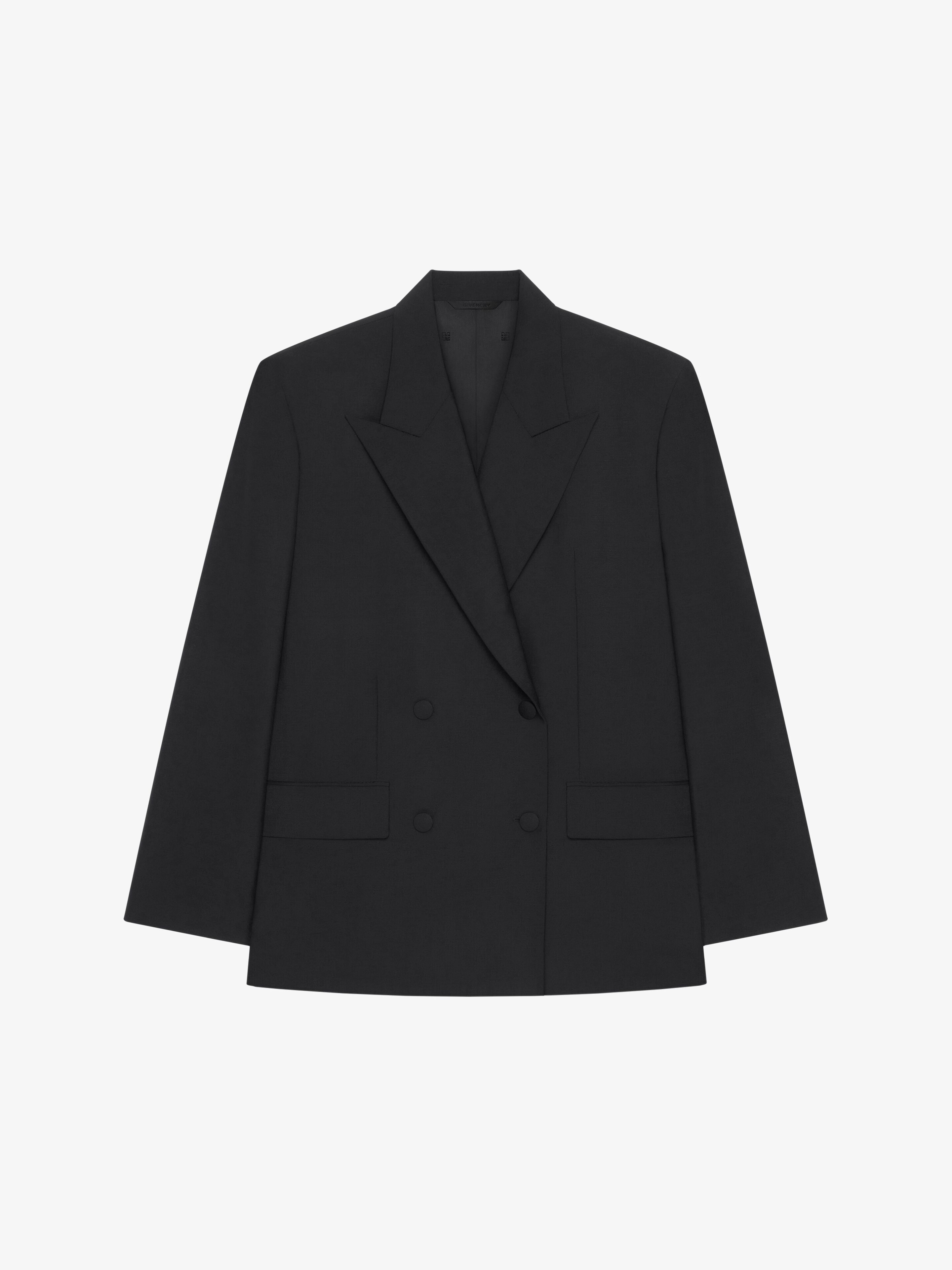 Shop Givenchy Oversized Double Breasted Jacket In Wool And Mohair In Black