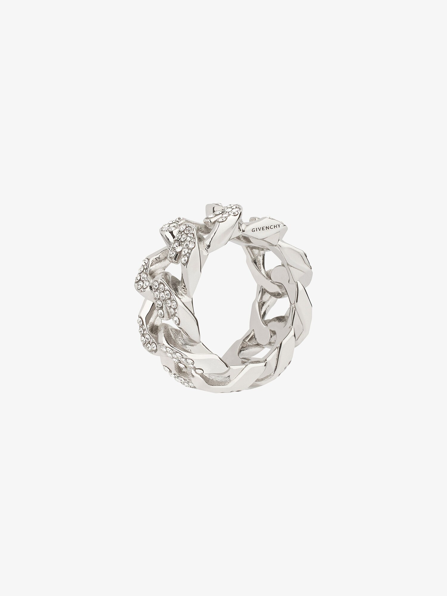 G Chain ring in metal with crystals in - silvery | Givenchy US