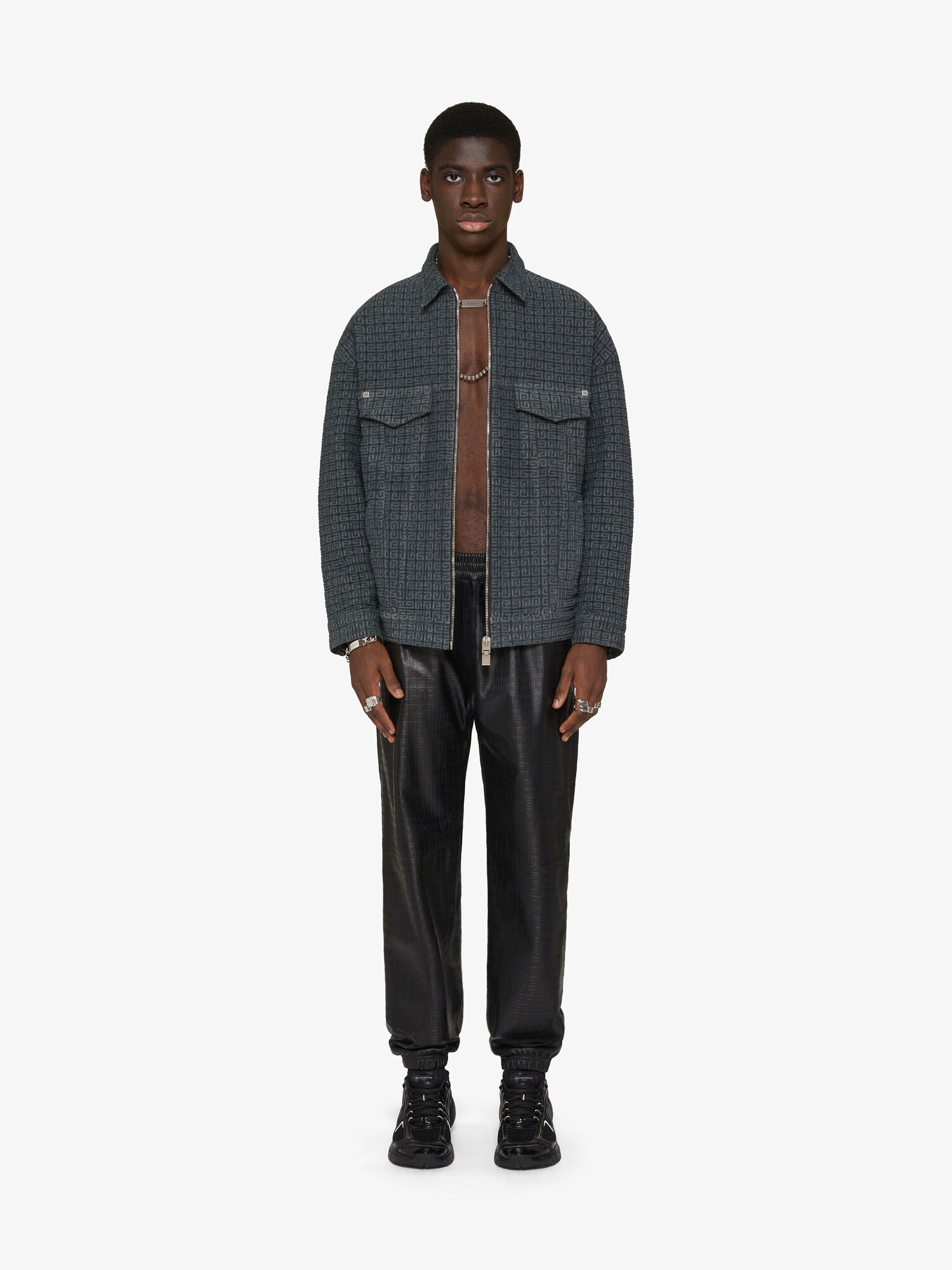 Oversized jacket in 4G denim - charcoal | Givenchy US