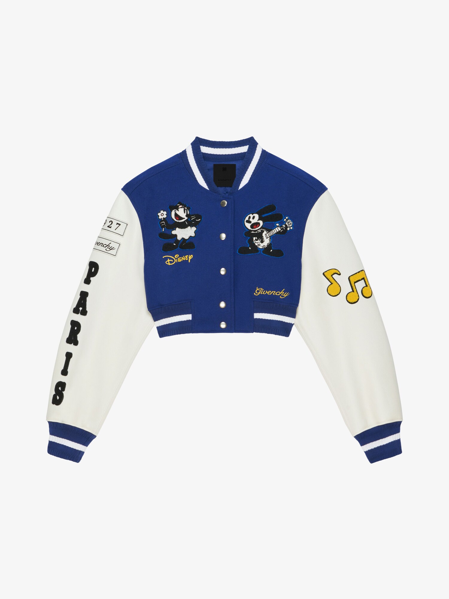 Oswald cropped varsity jacket in wool and leather