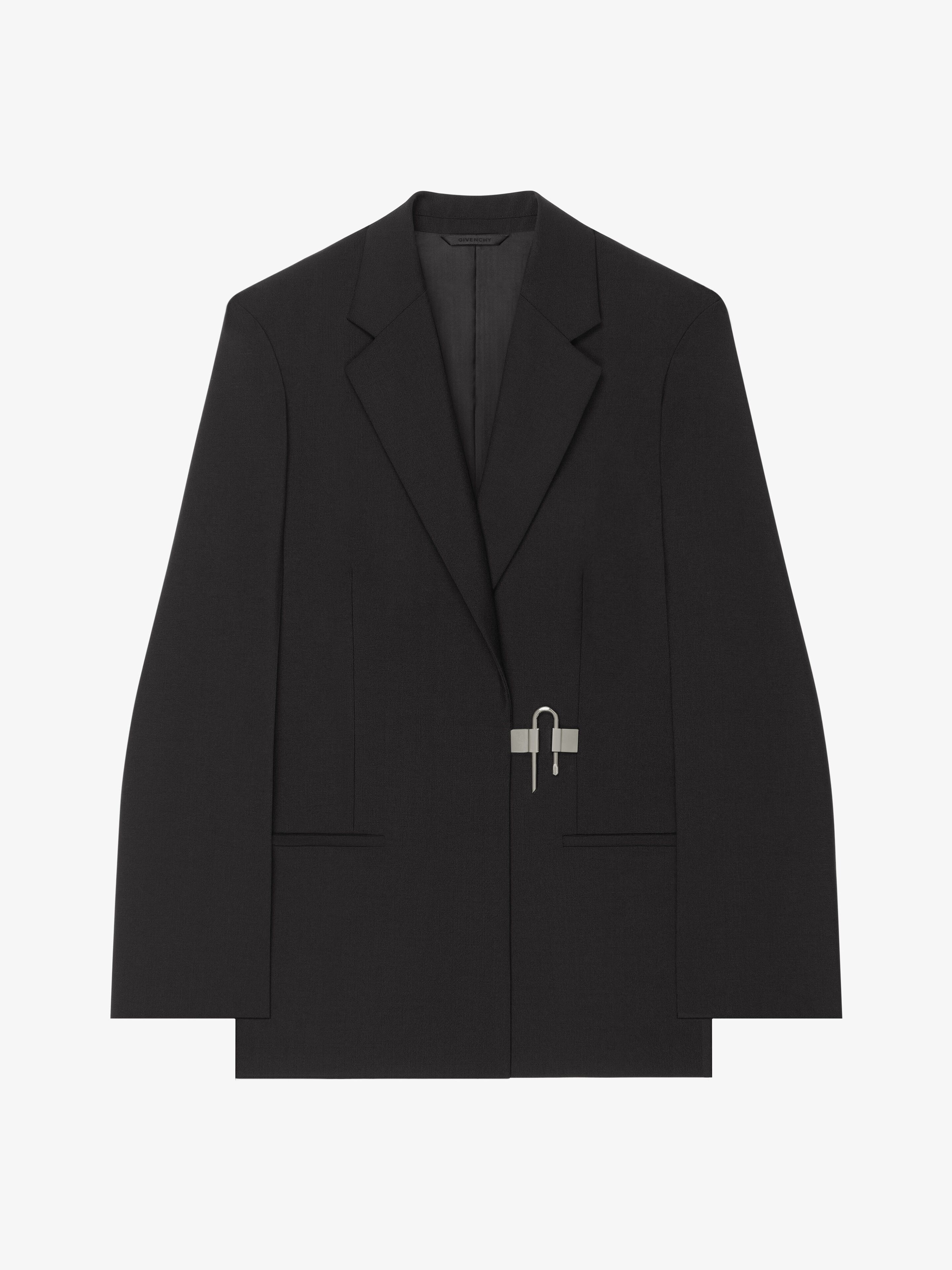 Givenchy Women's Slim Fit Blazer With U-lock Buckle In Black Silvery