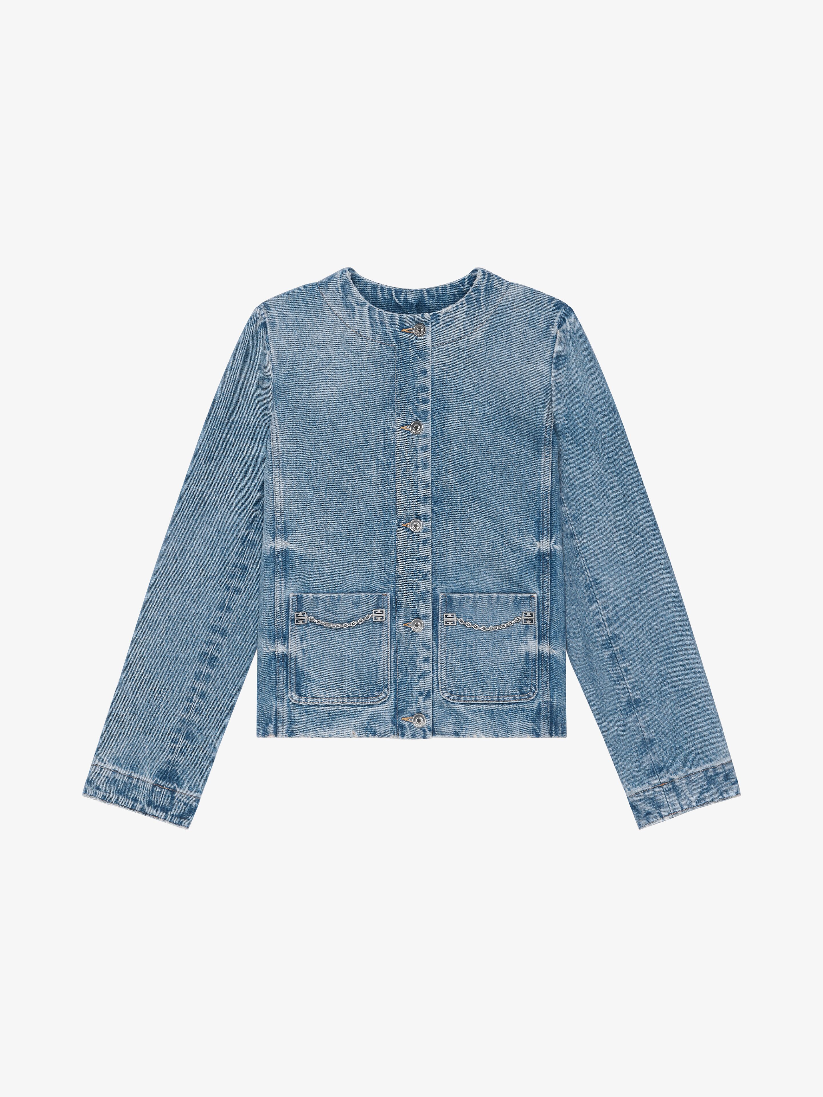 Shop Givenchy Jacket In Denim With Chain Details In Medium Blue