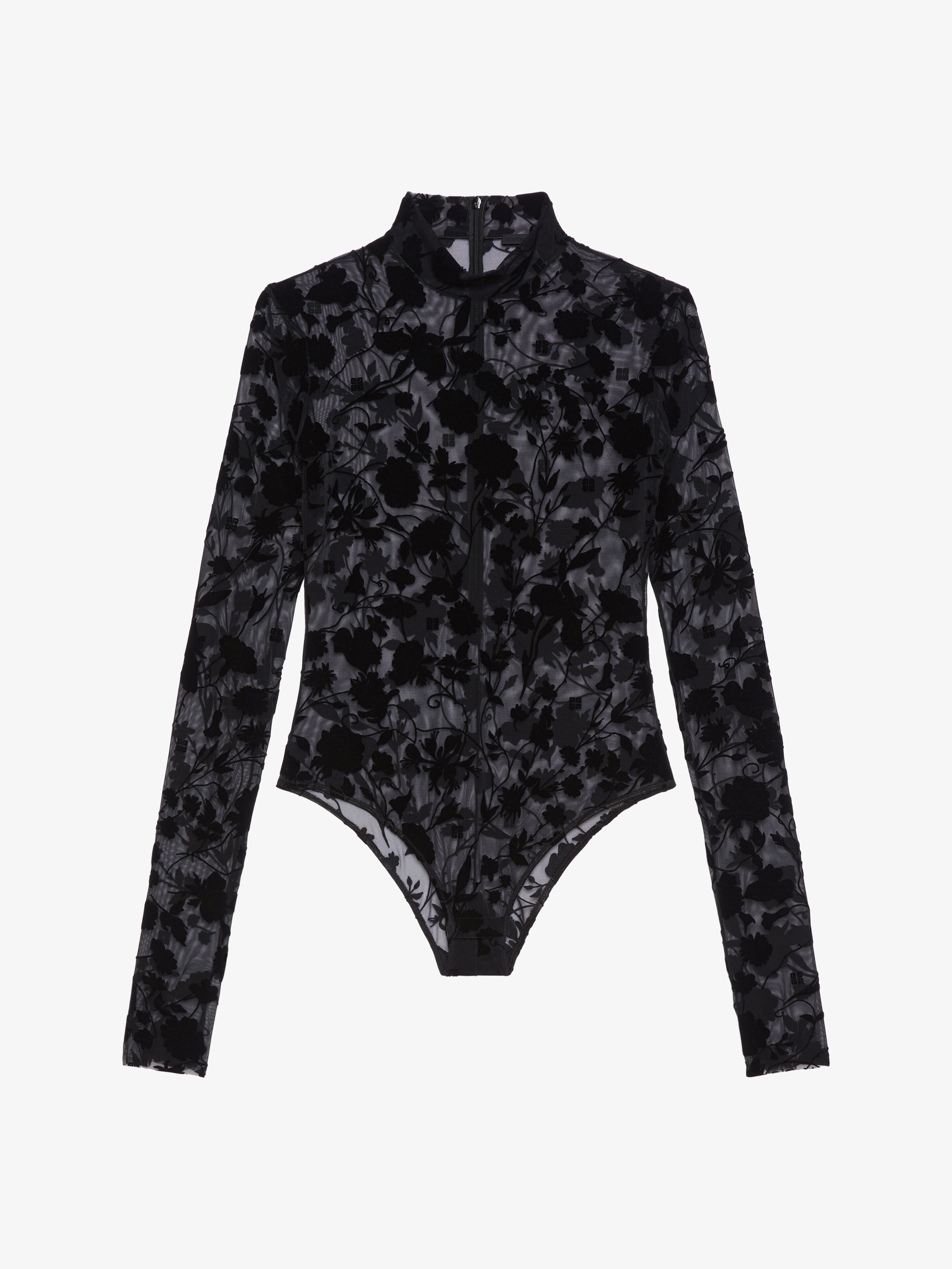Shop Givenchy Bodysuit In 4g Flowers Tulle In Black