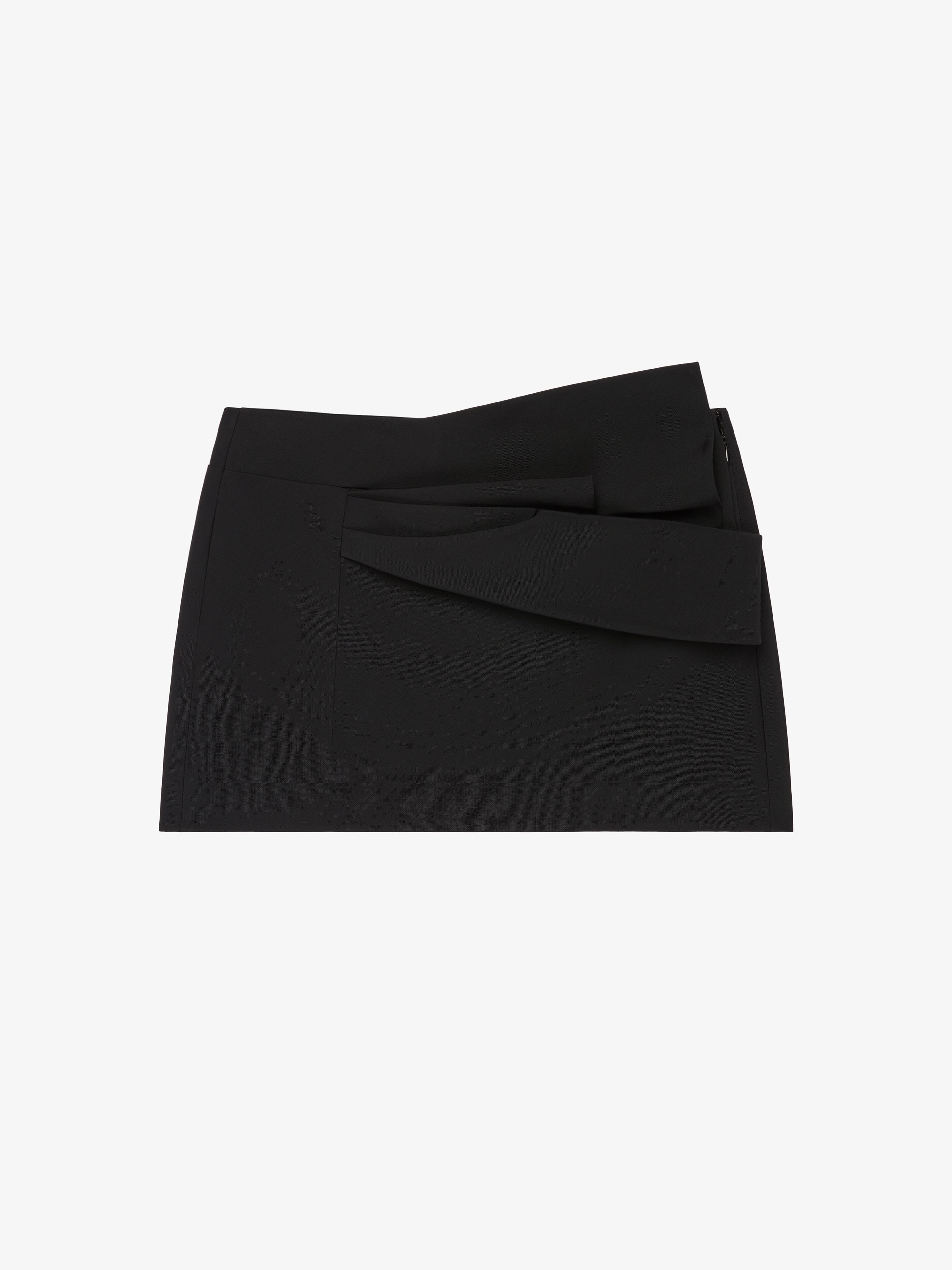 Shop Givenchy Mini Skirt In Cotton With Draped Detail In Black