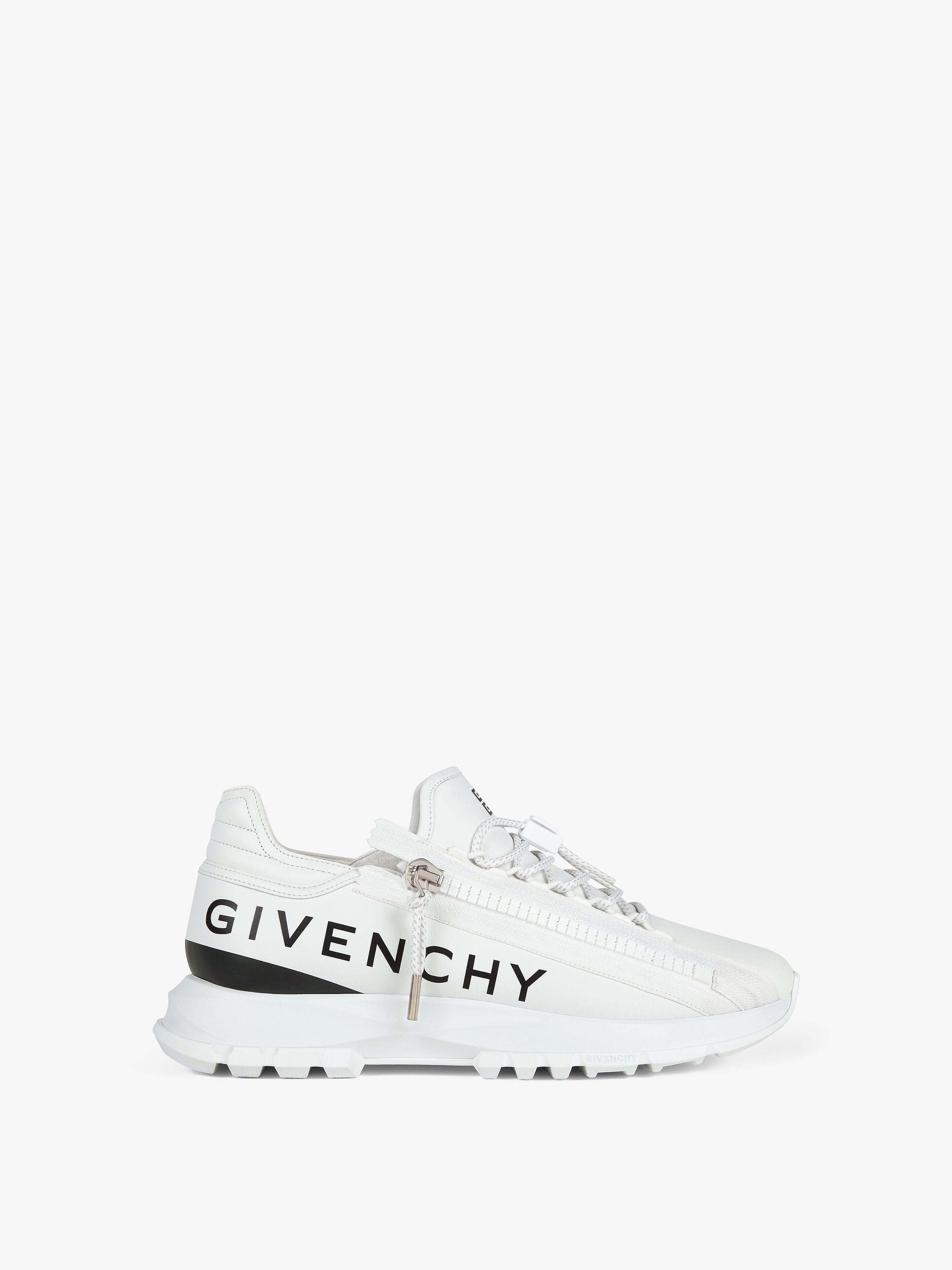 Shop Givenchy Spectre Runner Sneakers In Leather With Zip In White/black