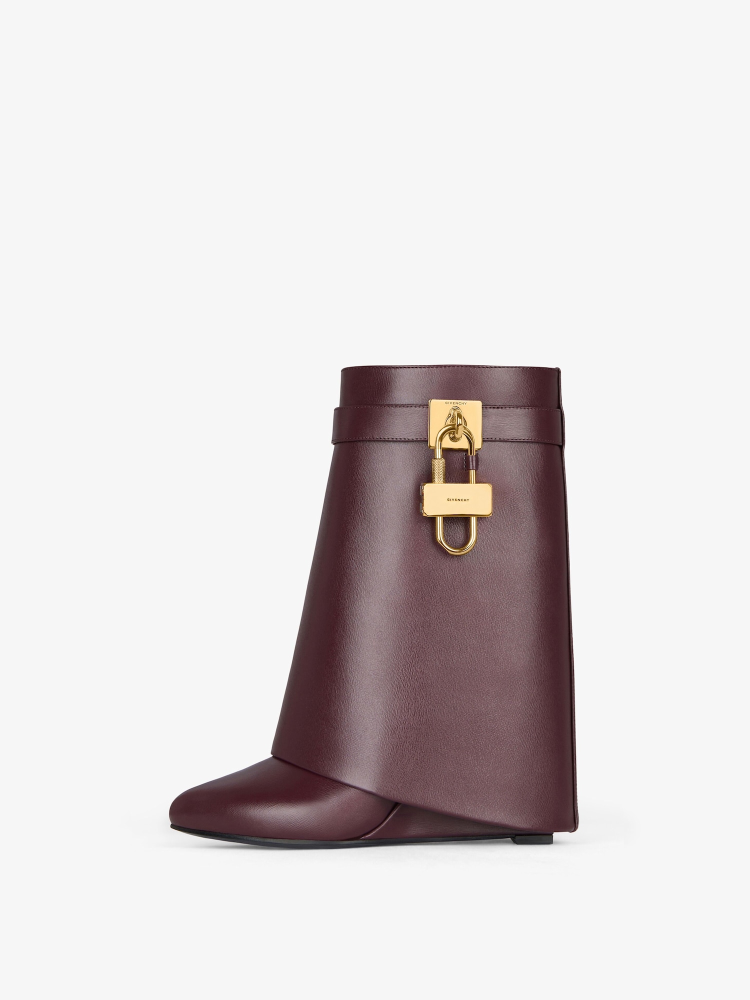 Shark Lock ankle boots in leather in oxblood red Givenchy US