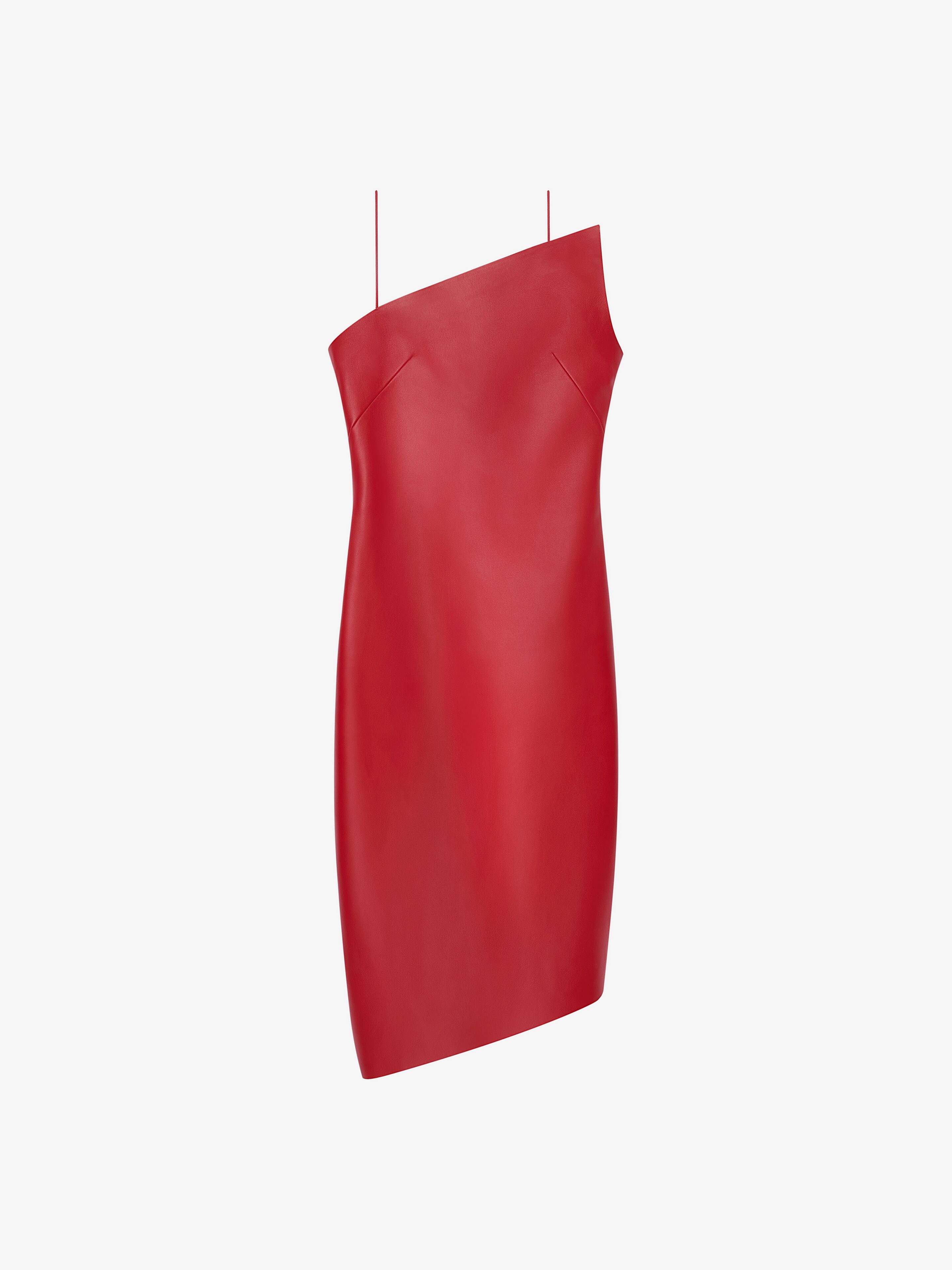 Asymmetric dress in leather in - red cherry | Givenchy US