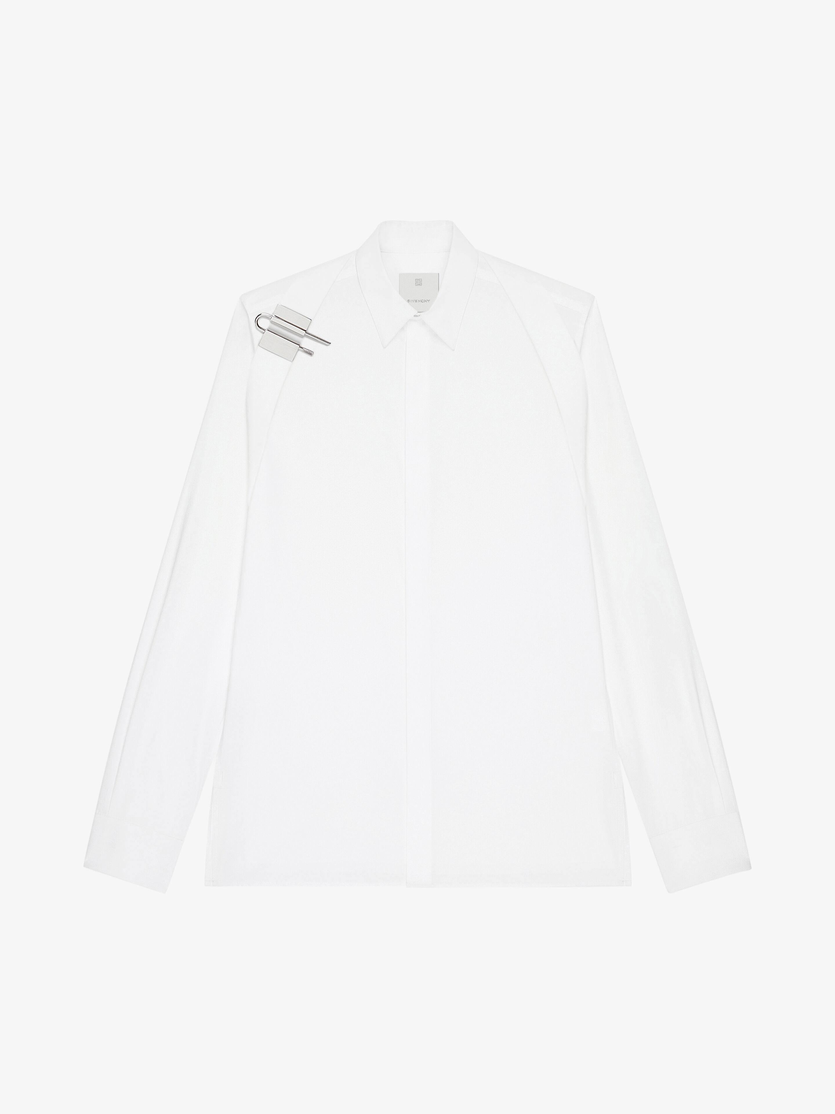Givenchy Men's Shirt In Poplin With U-lock Harness In White