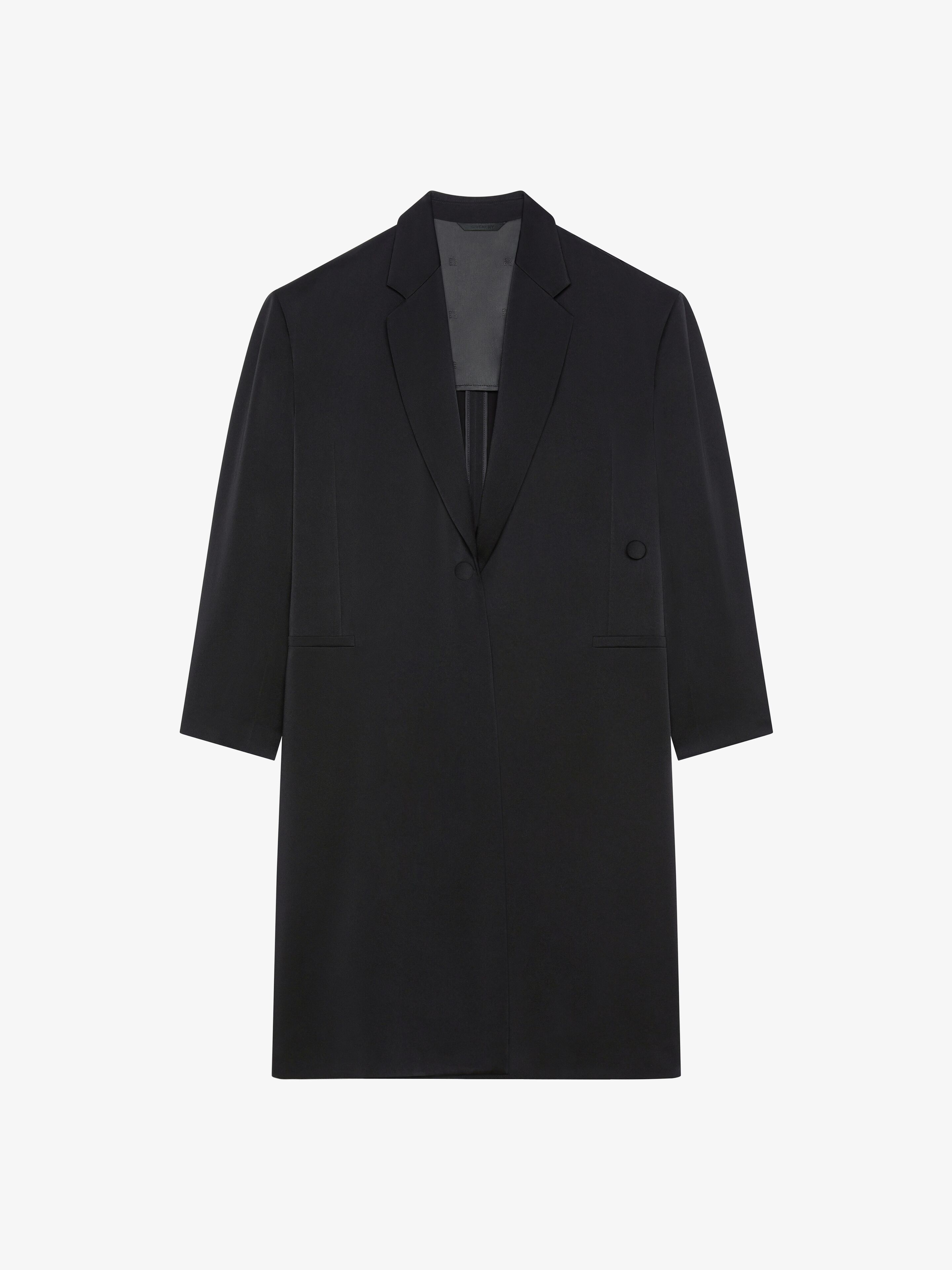 Shop Givenchy Coat In Crepe And Satin In Black